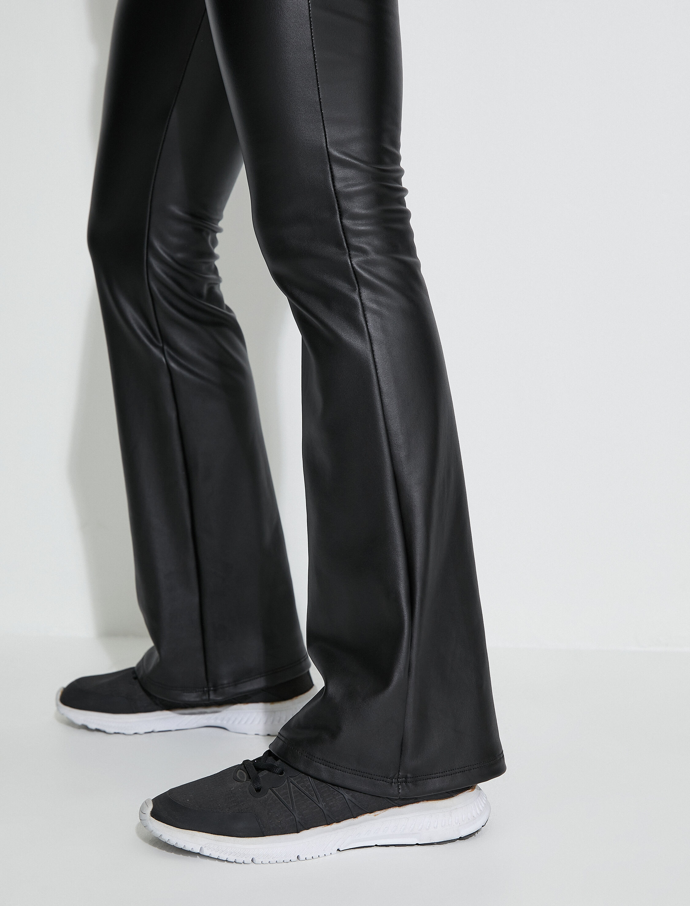   Suni Deri Tayt Yüksek Bel Düz Paça