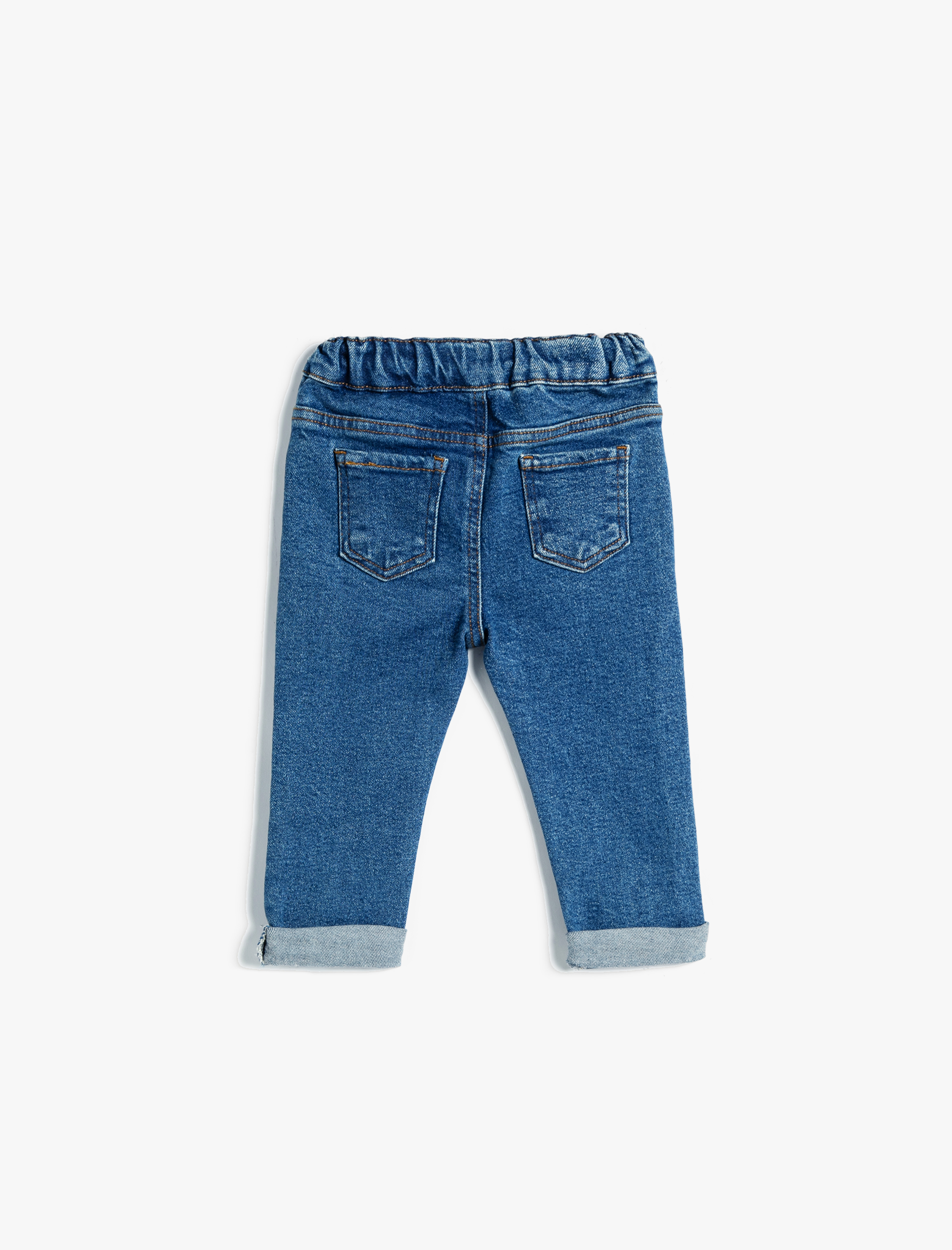  Erkek Bebek Kot Pantolon Cepli Beli Lastikli Pamuklu - Boyfriend Jean