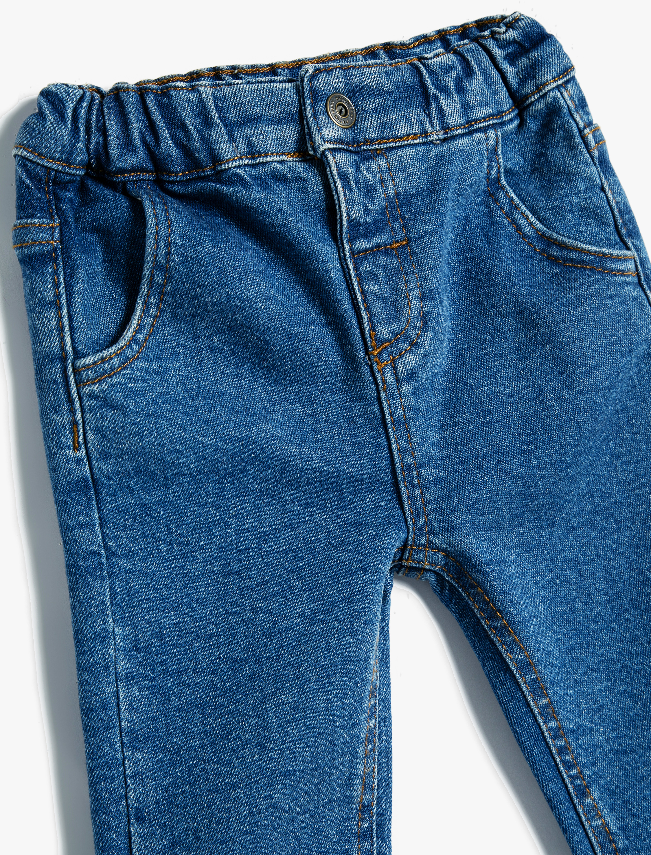  Erkek Bebek Kot Pantolon Cepli Beli Lastikli Pamuklu - Boyfriend Jean