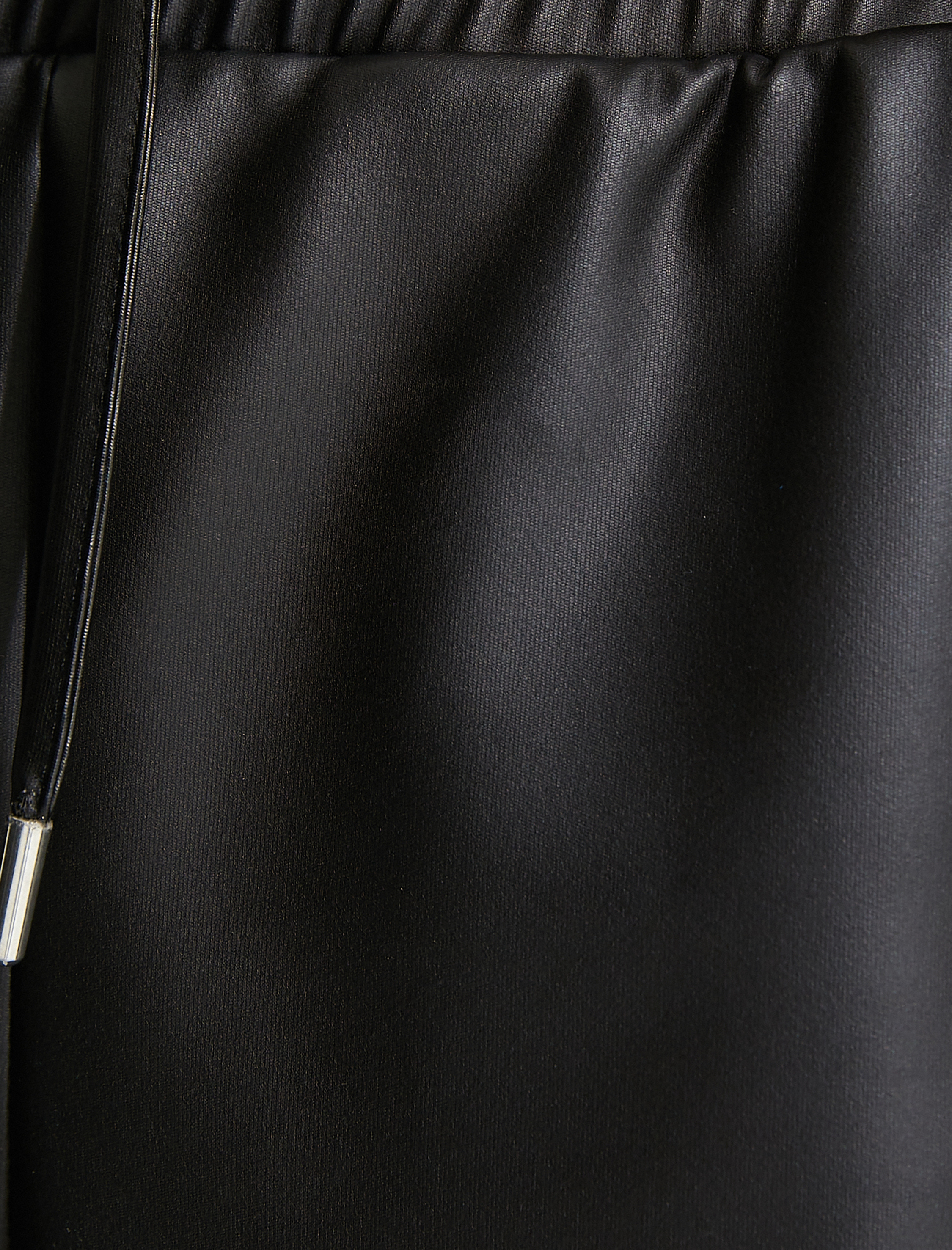   Jogger Eşofman Altı Suni Deri Beli Bağcıklı Cepli