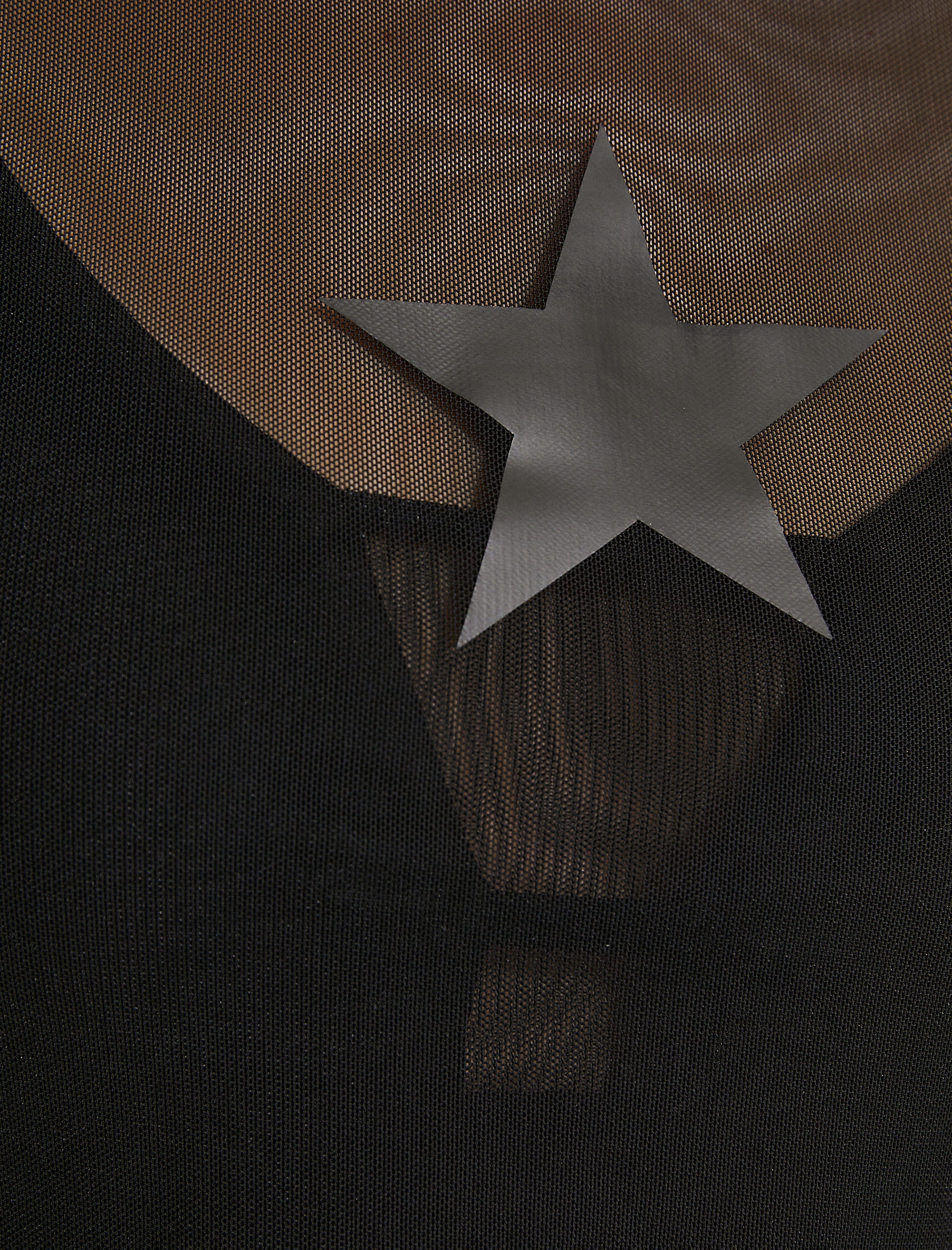   Spor Crop Tişört Yıldız Baskılı Tül