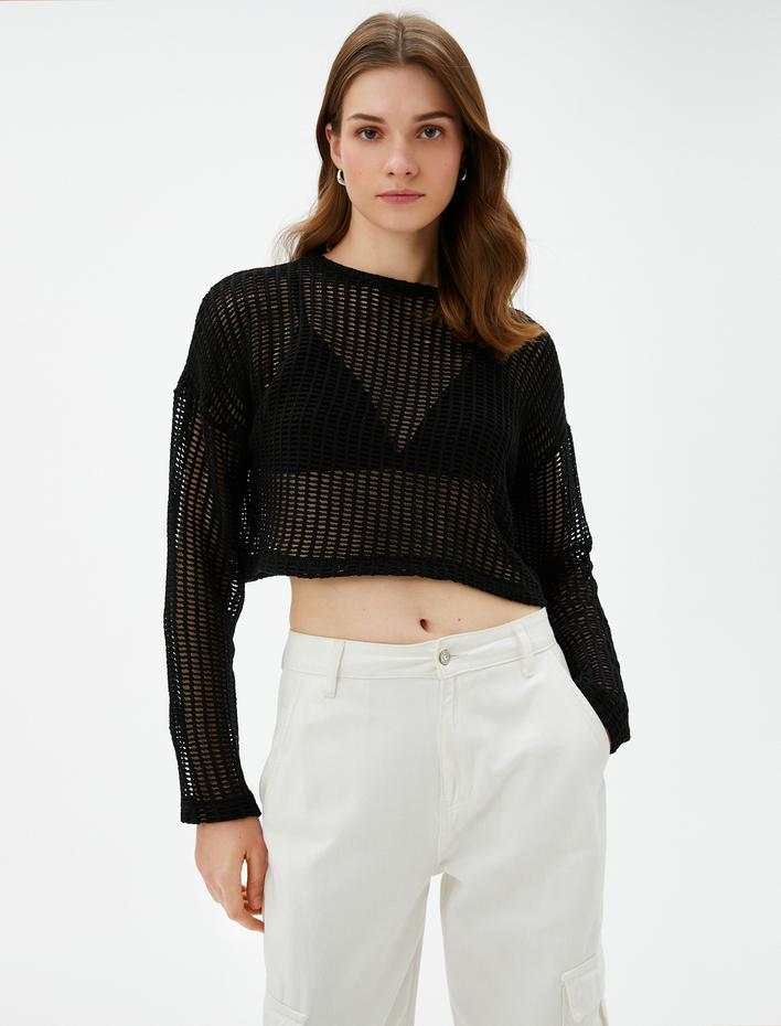  Crop File Kazak Uzun Kollu Bisiklet Yaka Pamuklu