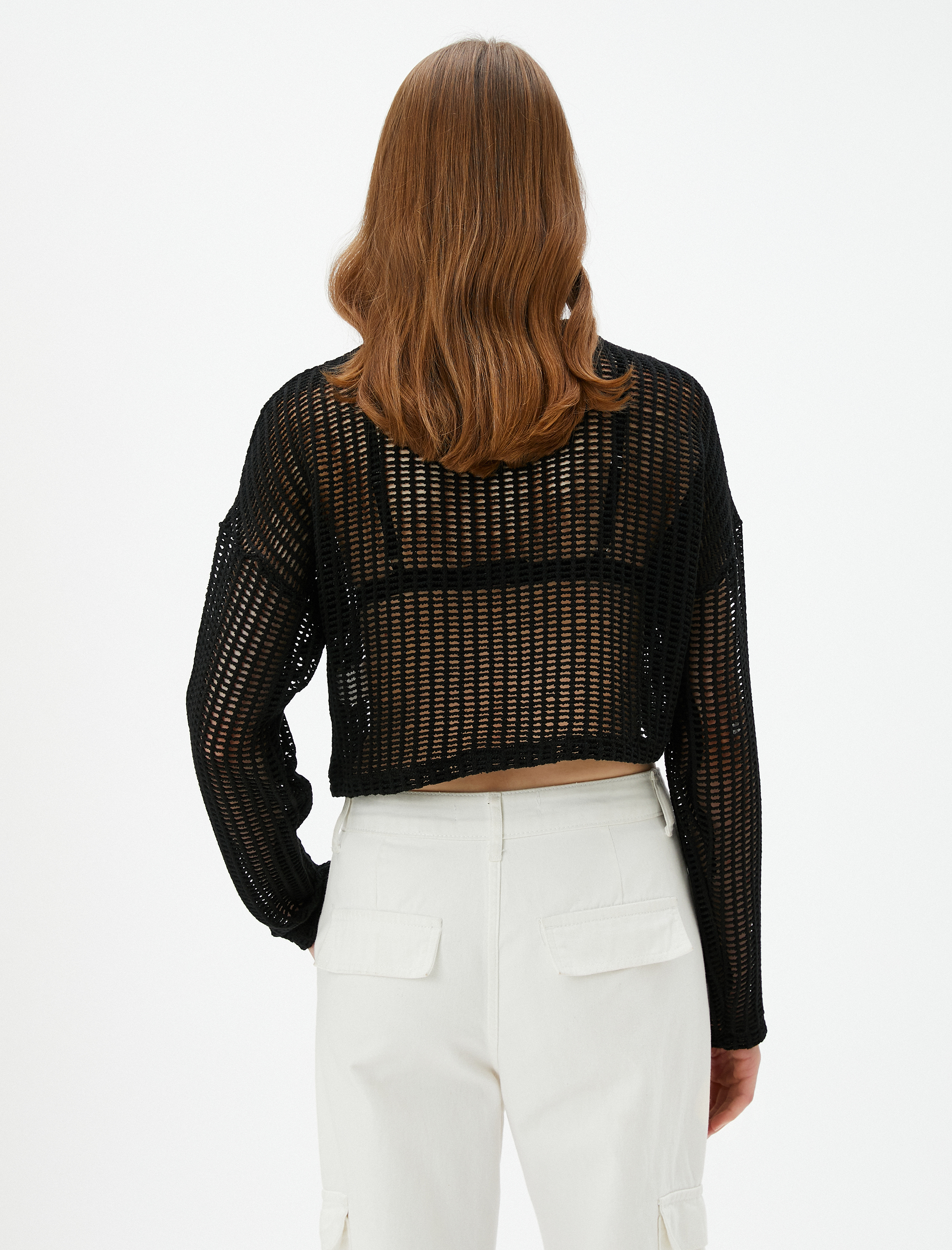   Crop File Kazak Uzun Kollu Bisiklet Yaka Pamuklu