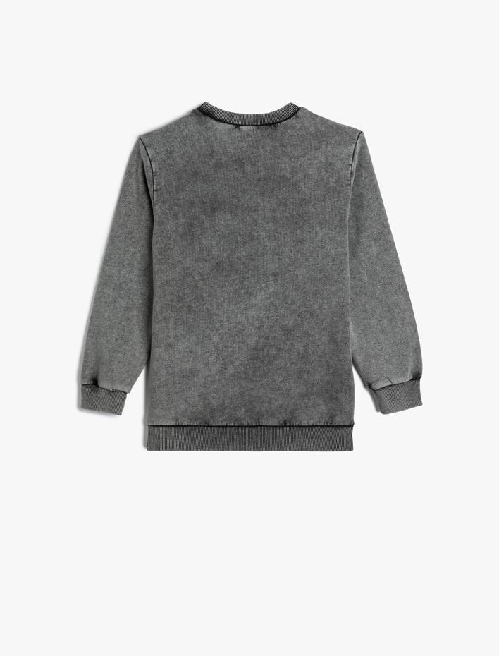 Erkek Çocuk Sweat Uzun Kollu Bisiklet Yaka Slogan Baskılı Şardonlu Pamuklu