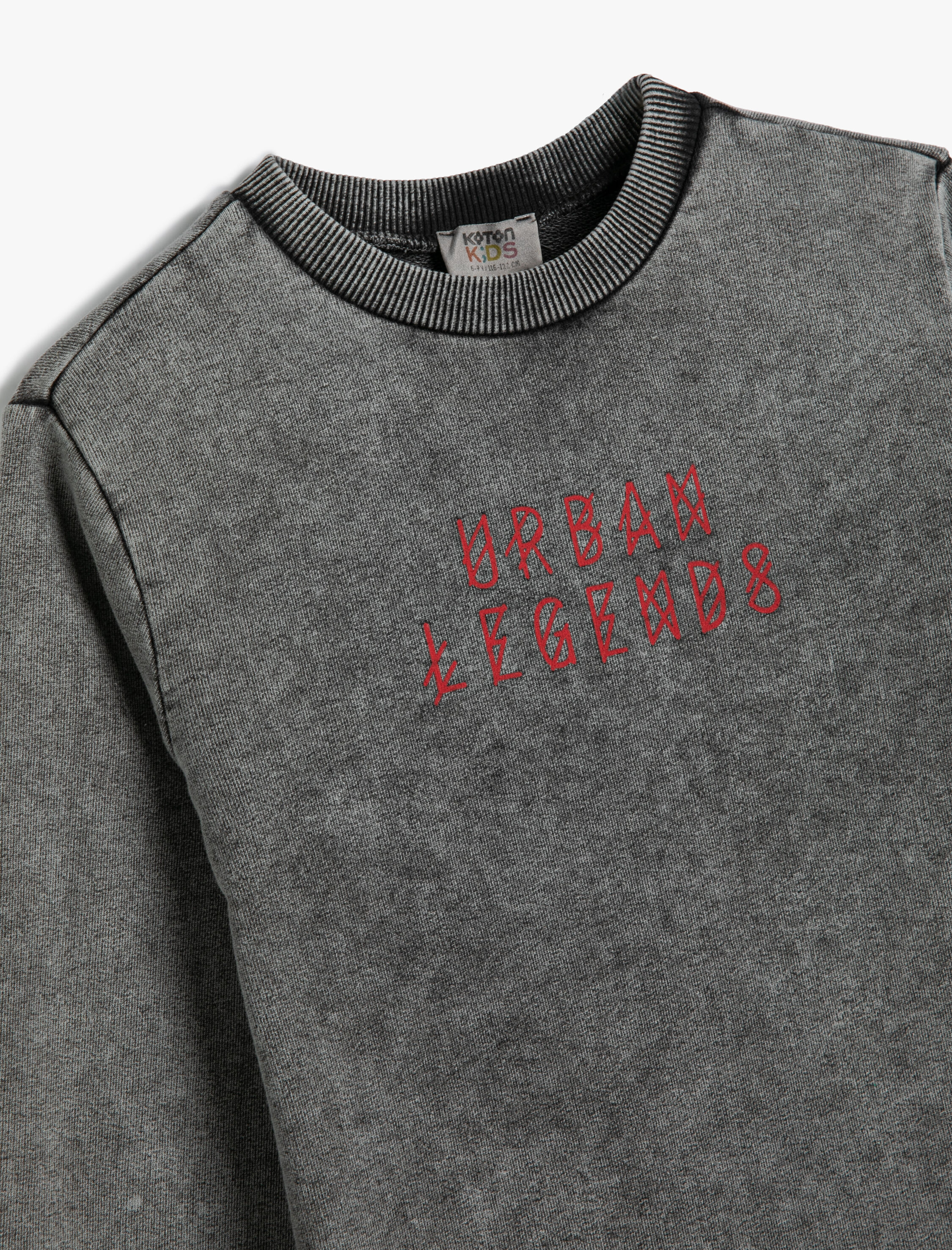  Erkek Çocuk Sweat Uzun Kollu Bisiklet Yaka Slogan Baskılı Şardonlu Pamuklu