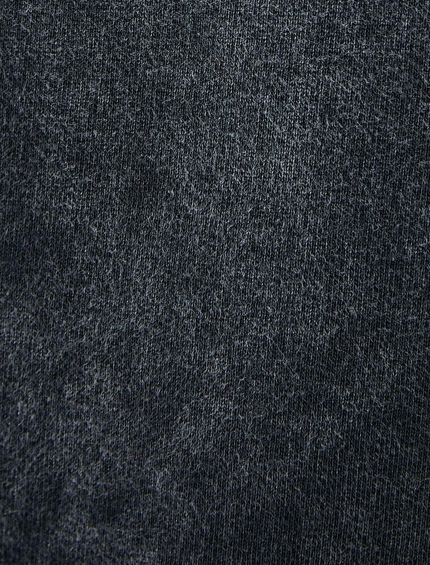   Oversize Kapşonlu Sweatshirt Soluk Efektli Uzun Kollu Şardonlu