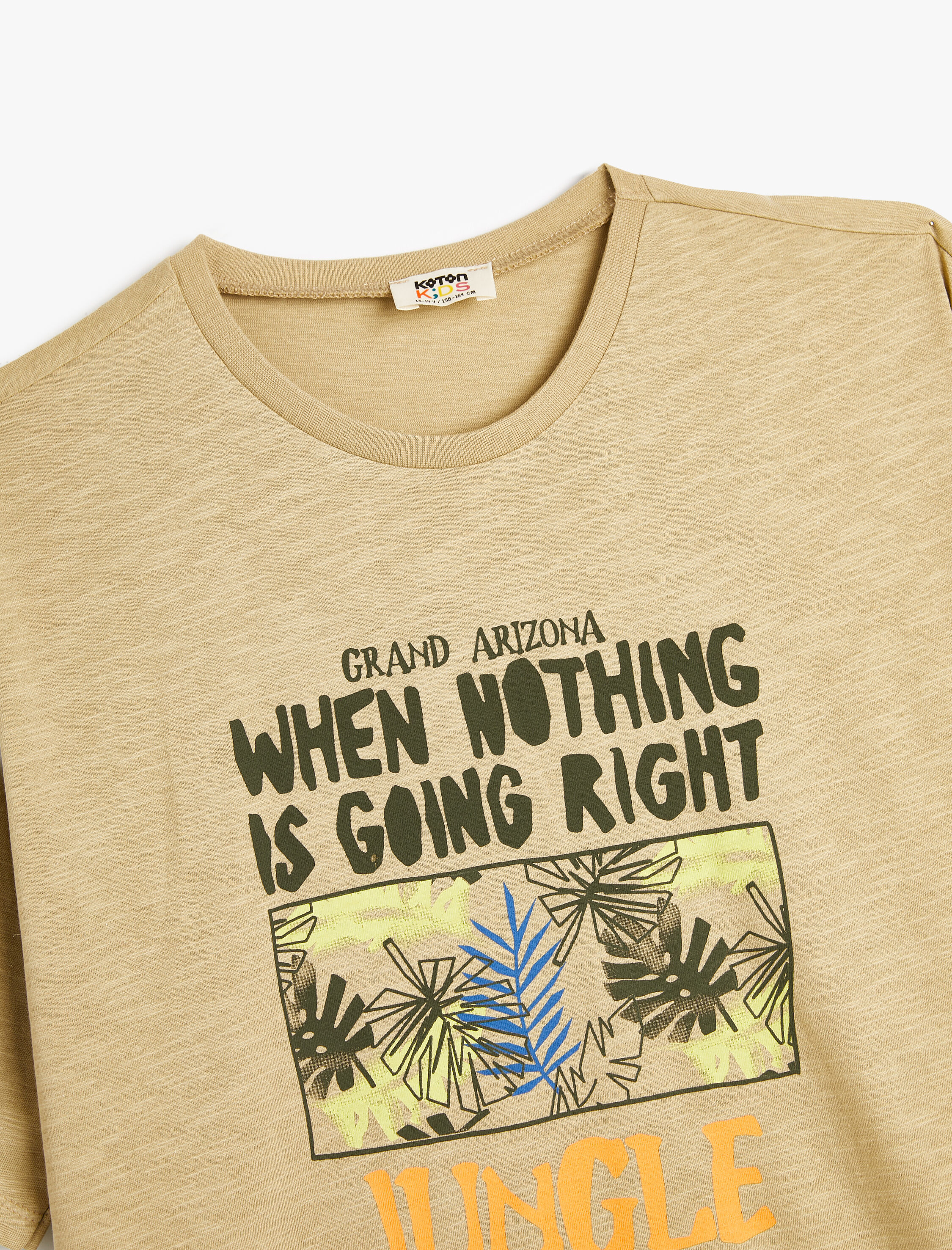  Erkek Çocuk Tişört Kısa Kollu Bisiklet Yaka Doğa Temalı Baskılı Pamuklu