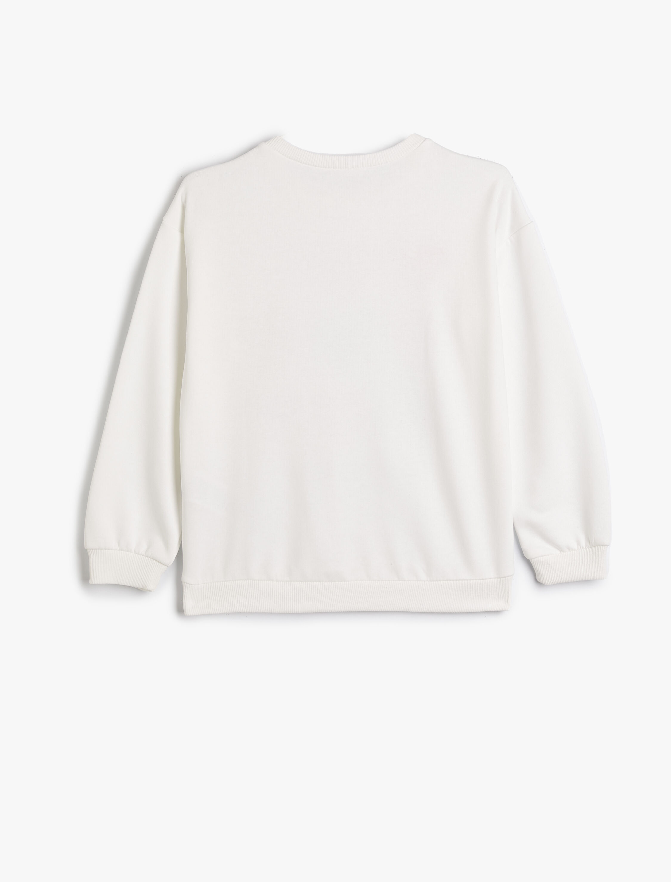  Kız Çocuk Sweatshirt Uzun Kollu Bisiklet Yaka Kalp Baskı Detaylı Pamuklu