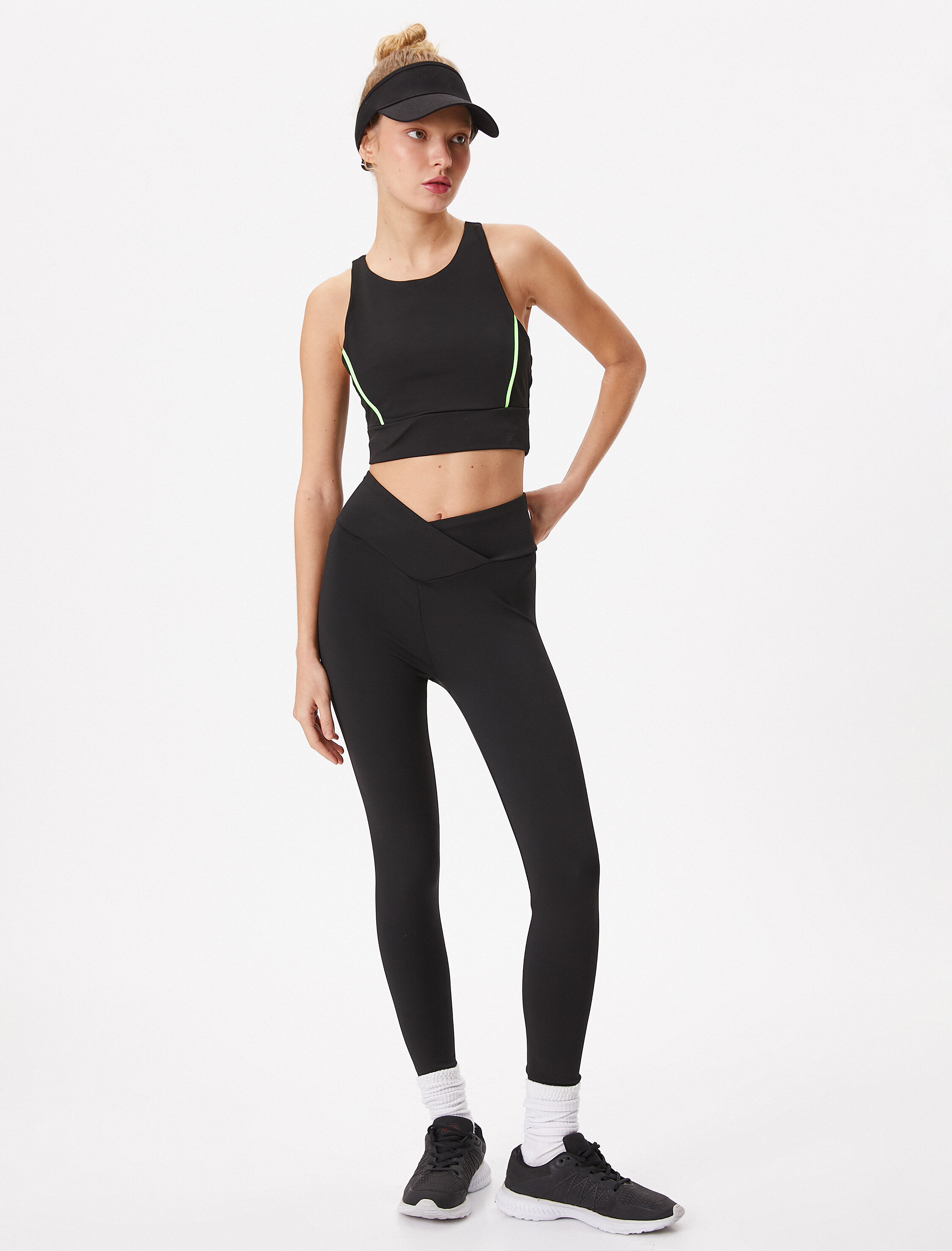   Asimetrik Kesim Yüksek Bel Spor Tayt Slim Fit