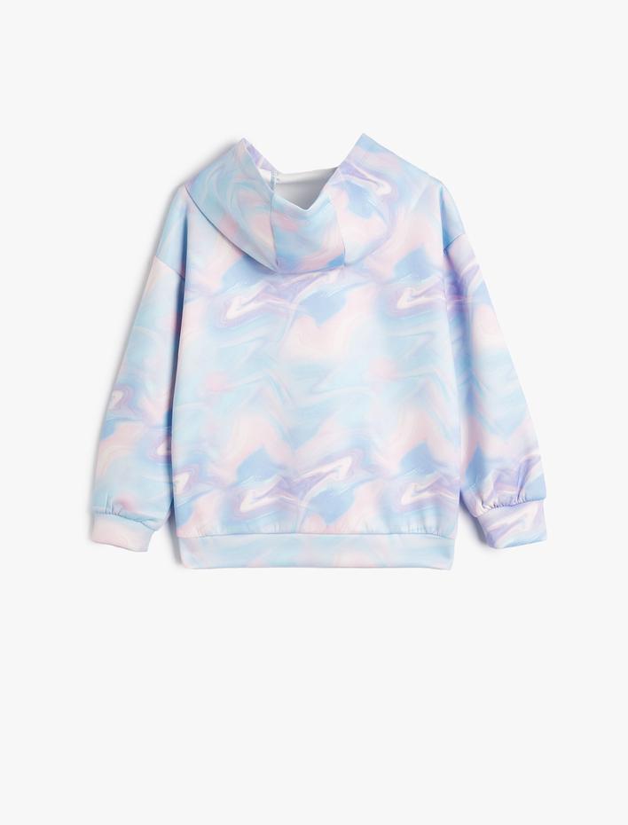 Kız Çocuk Kapşonlu Sweat Batik Desenli Uzun Kollu