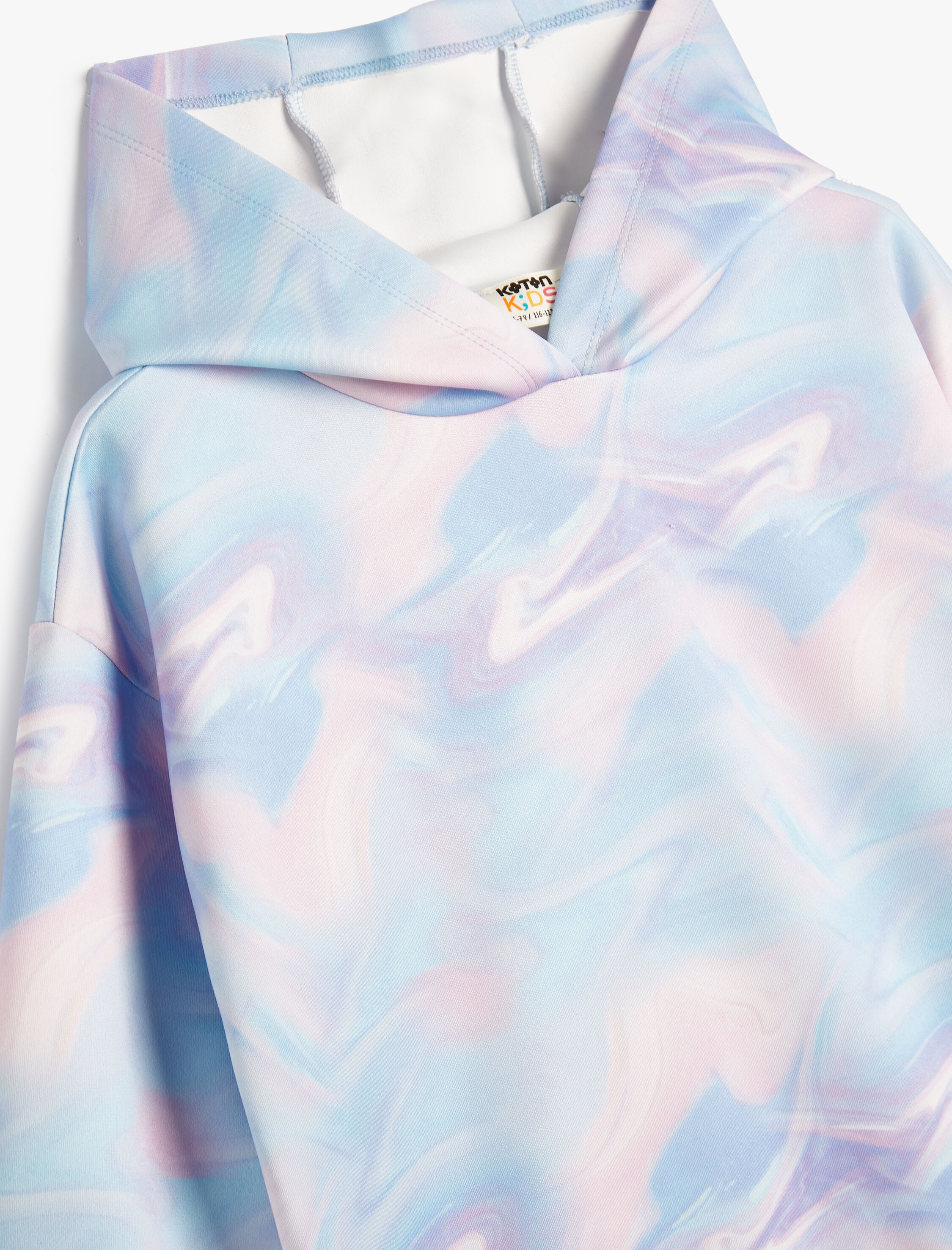  Kız Çocuk Kapşonlu Sweat Batik Desenli Uzun Kollu