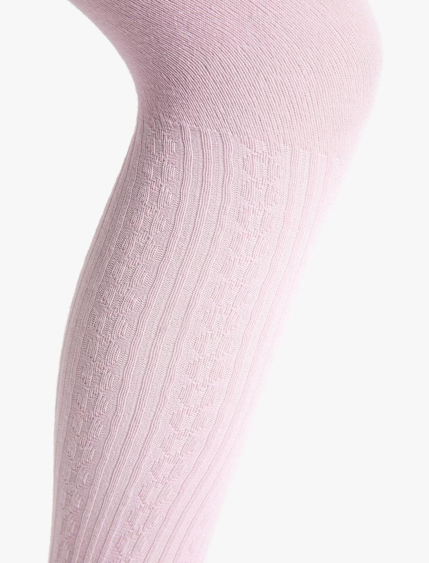  Kız Çocuk Balıksırtı Desenli Külotlu Çorap