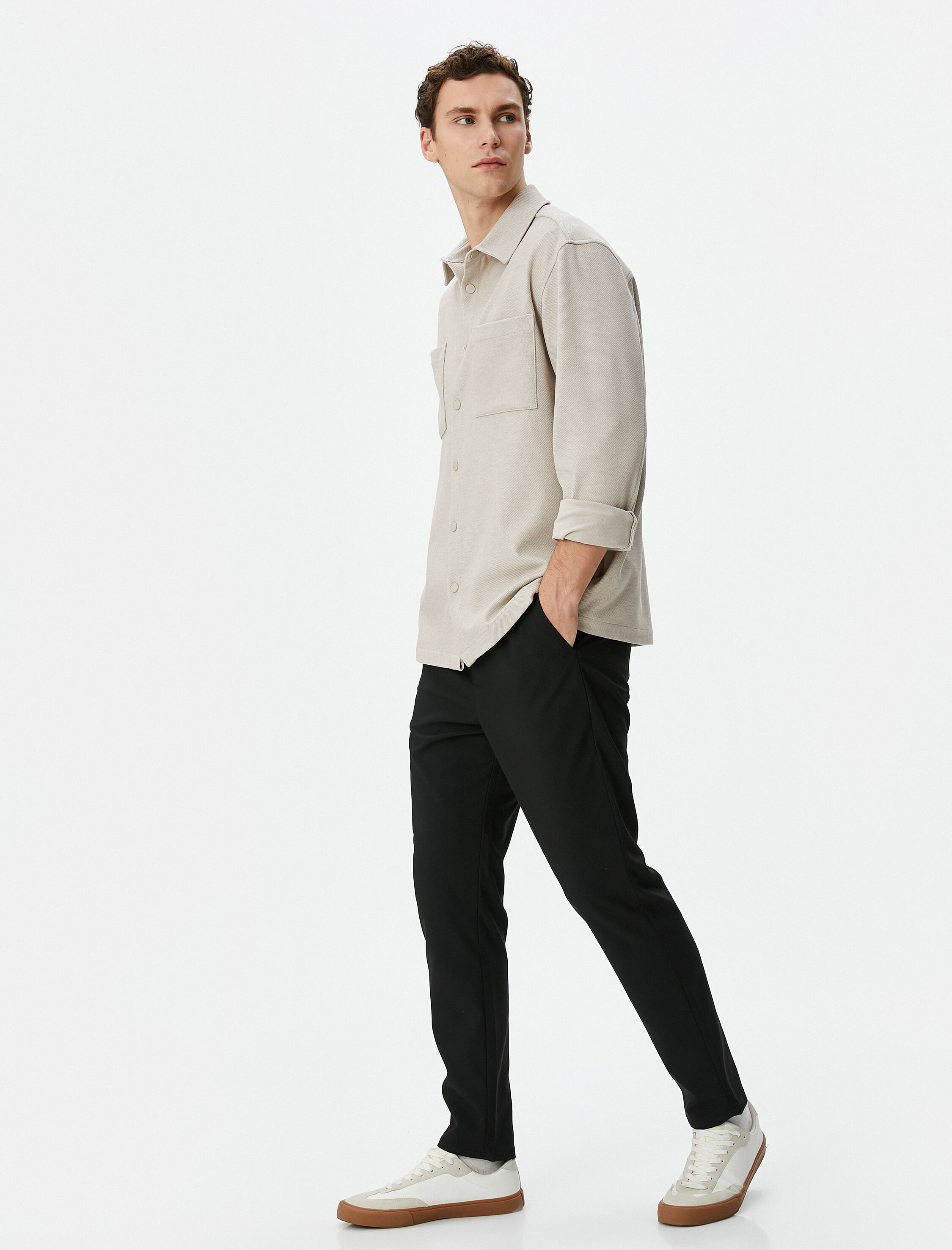   Kumaş Pantolon Beli Bağcıklı Slim Fit Cep Detaylı