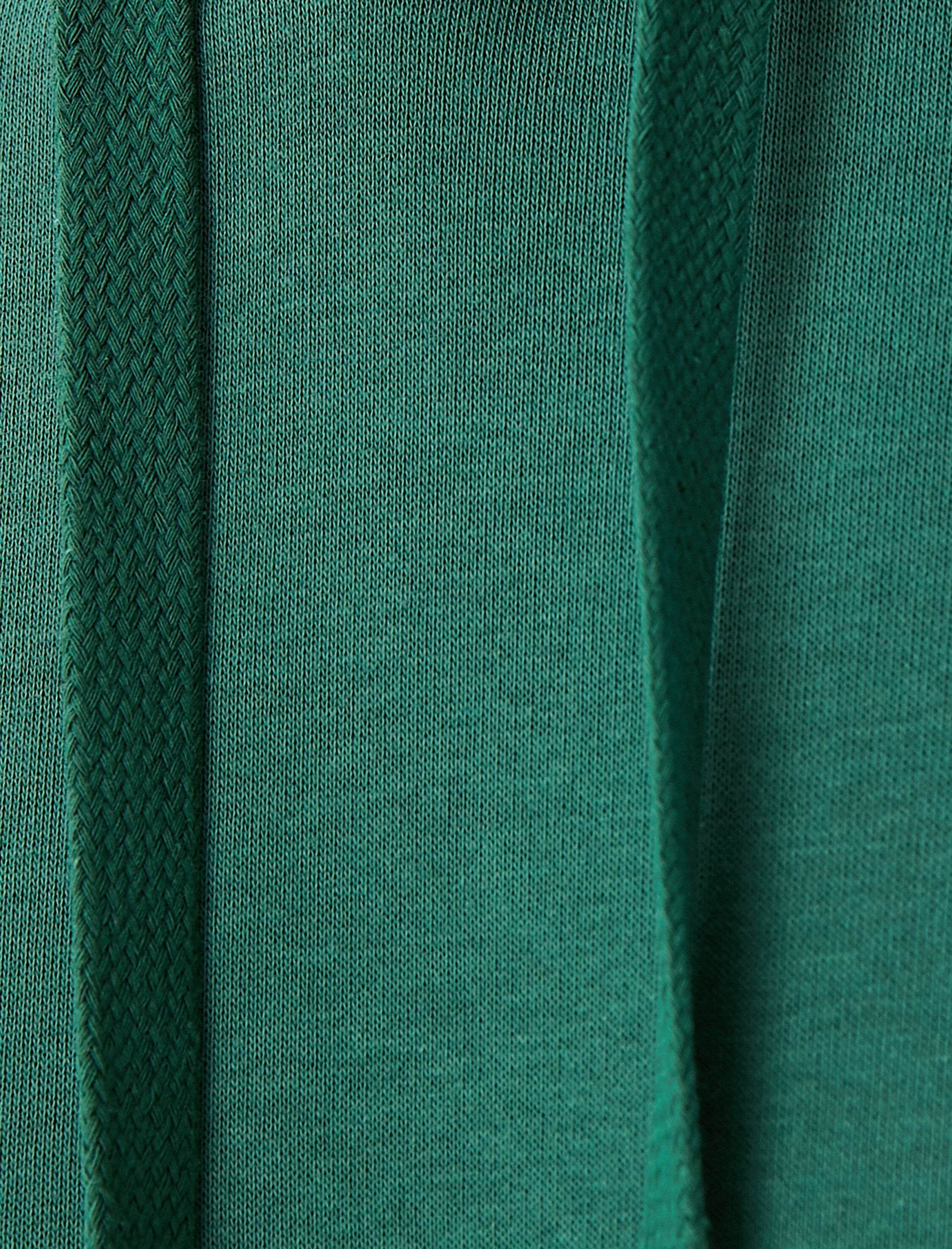   Basic Kapşonlu Sweatshirt Uzun Kollu Ribanalı Şardonlu