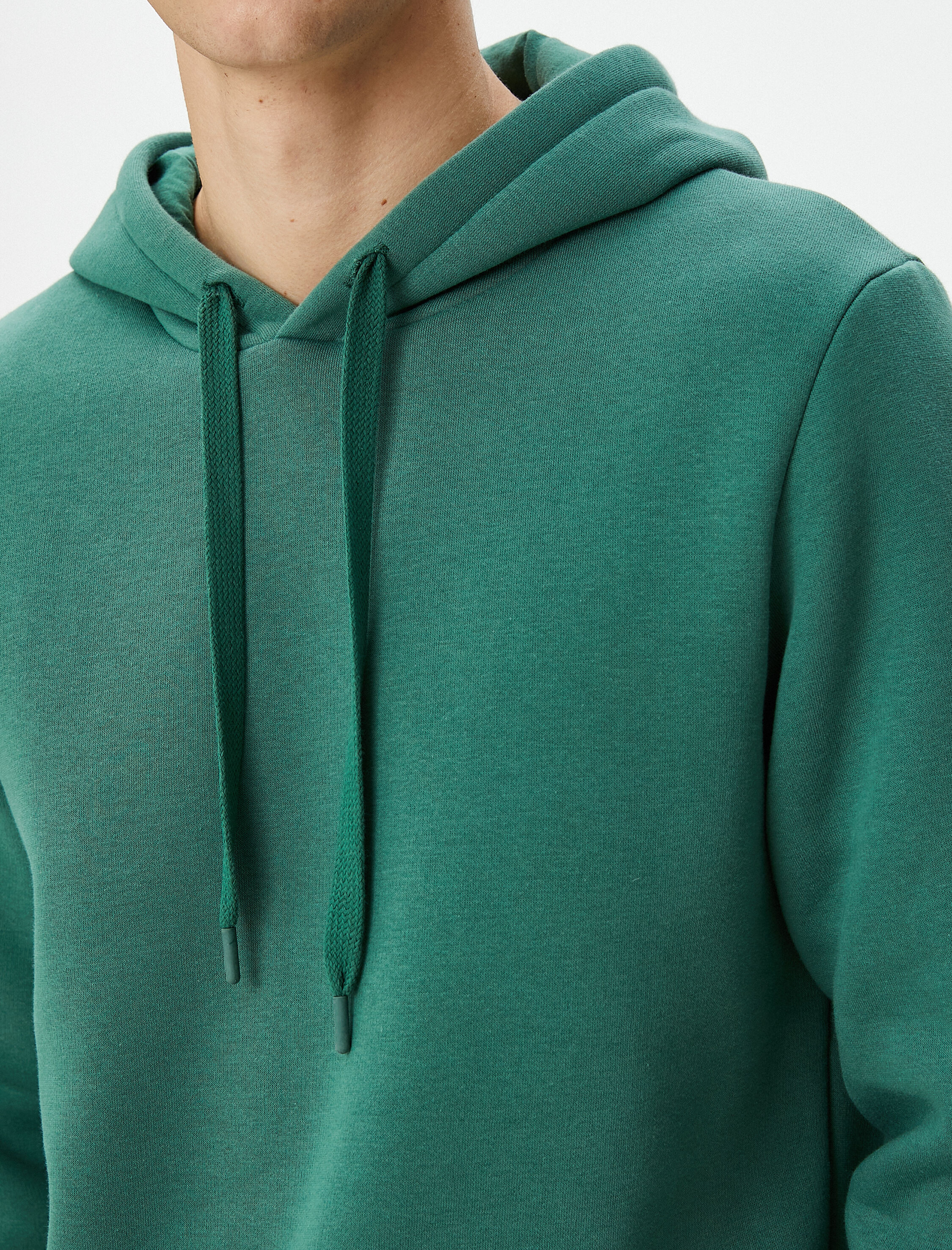   Basic Kapşonlu Sweatshirt Uzun Kollu Ribanalı Şardonlu