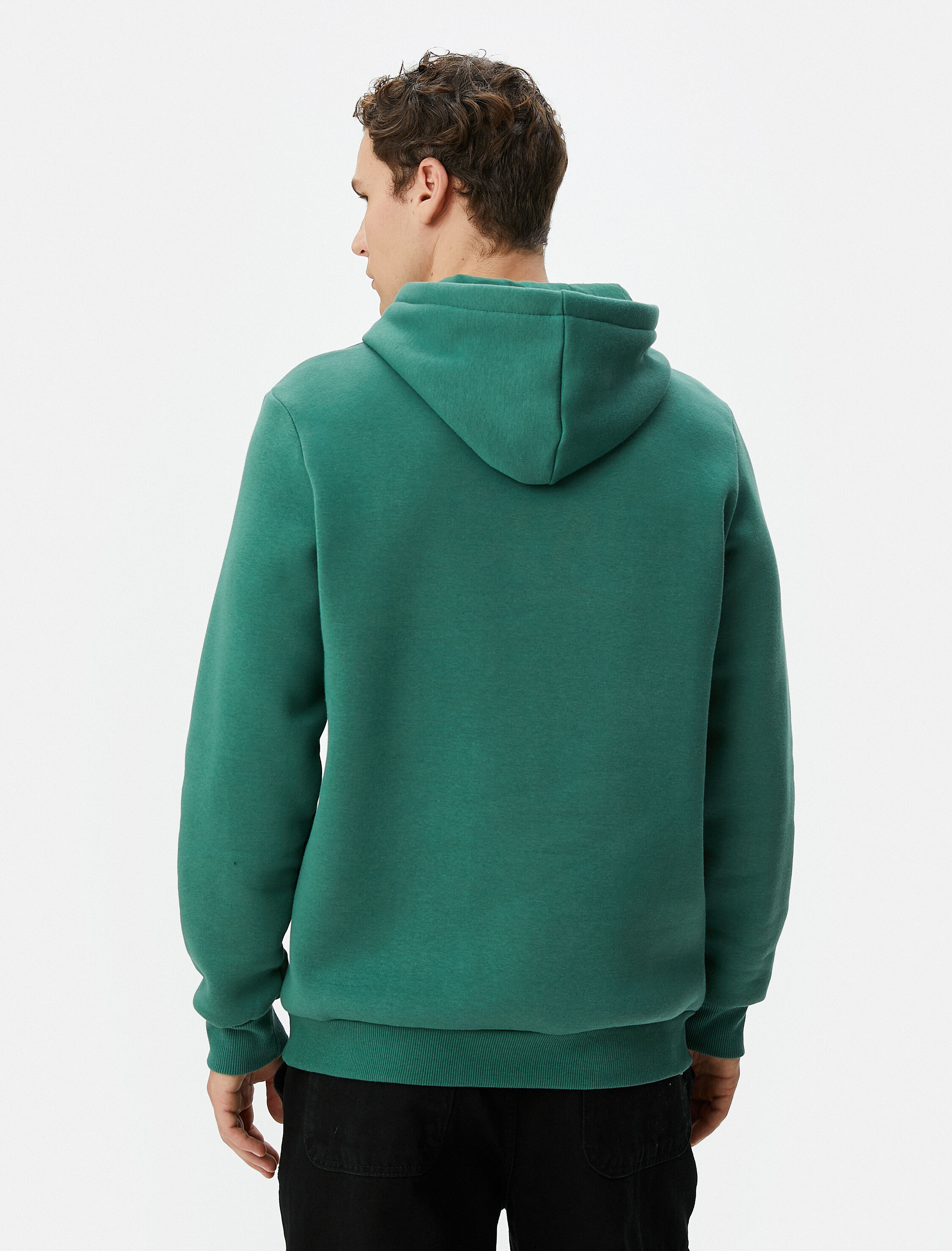   Basic Kapşonlu Sweatshirt Uzun Kollu Ribanalı Şardonlu