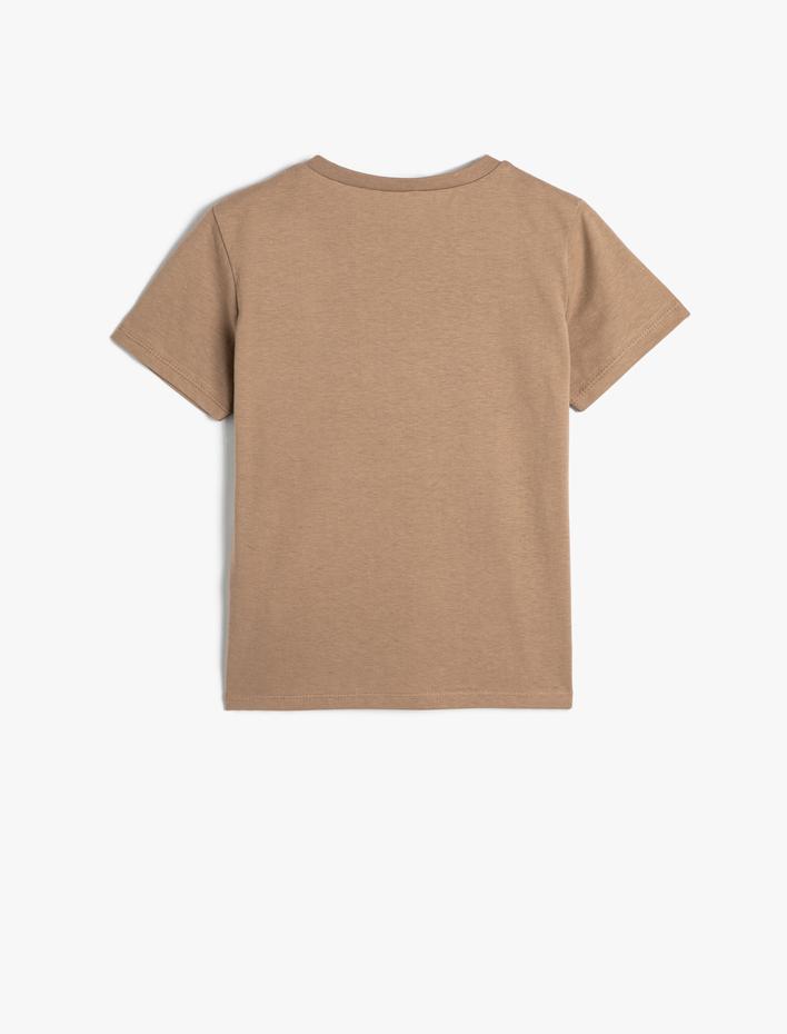 Erkek Çocuk Tişört Kısa Kollu Bisiklet Yaka Baskılı Pamuklu