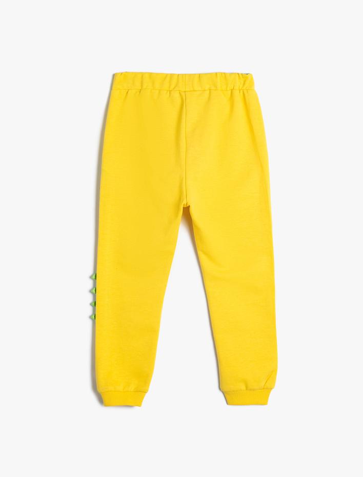 Erkek Bebek Dinozorlu Jogger Eşofman Altı Beli Bağlamalı Cepli Aplike Detaylı Pamuklu