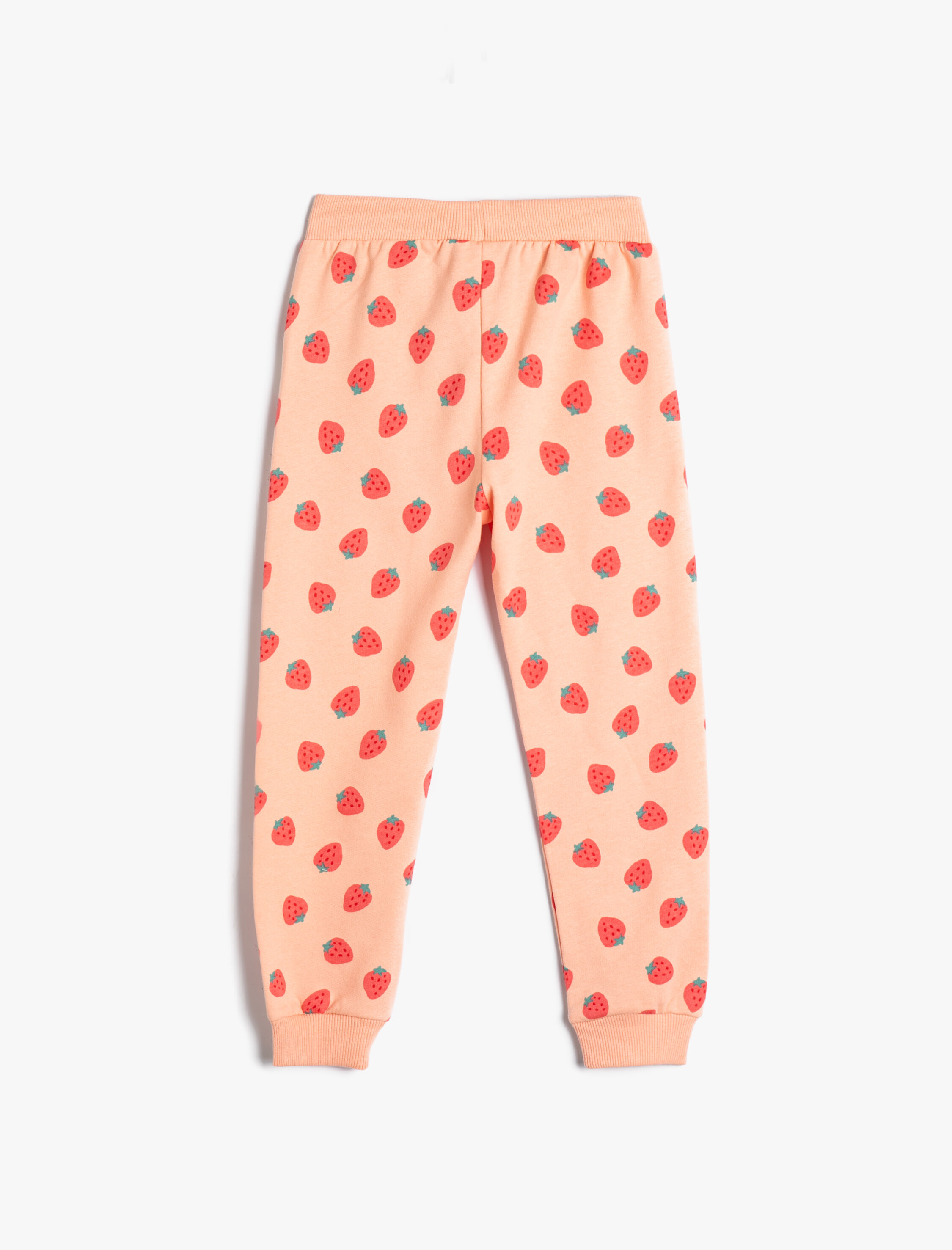  Kız Bebek Çilek Baskılı Jogger Eşofman Altı Beli Bağlamalı Pamuklu Şardonlu