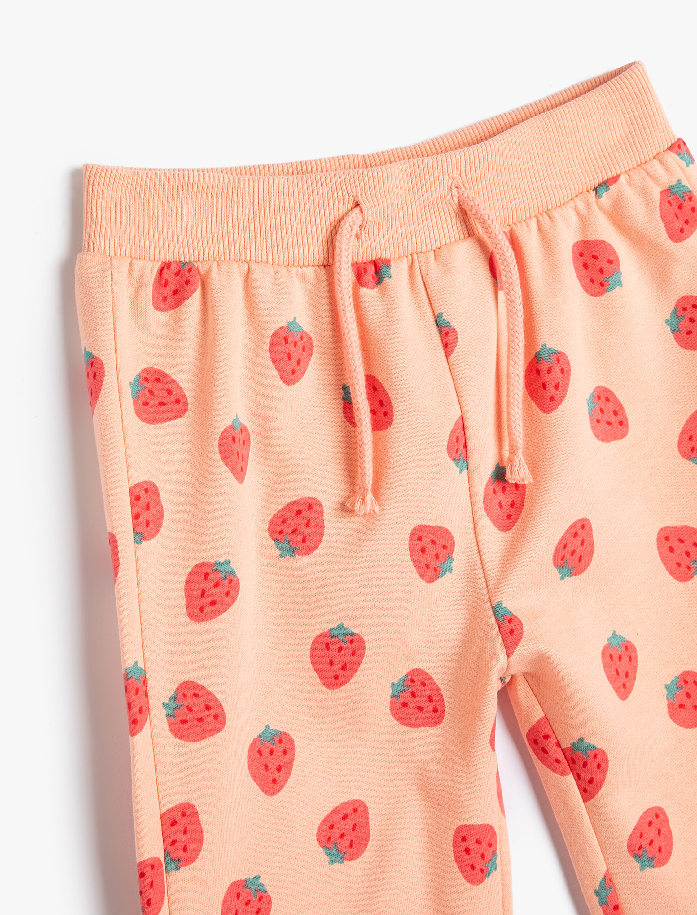  Kız Bebek Çilek Baskılı Jogger Eşofman Altı Beli Bağlamalı Pamuklu Şardonlu
