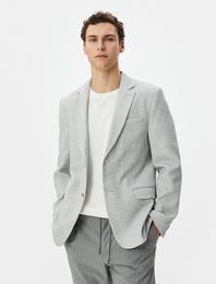 Blazer Ceket Slim Fit Cep Detaylı Düğmeli