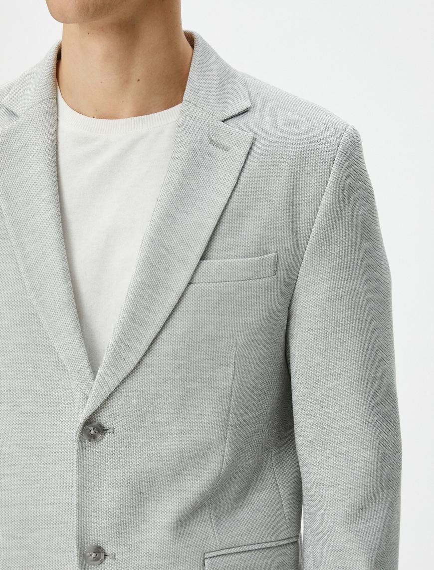   Blazer Ceket Slim Fit Cep Detaylı Düğmeli