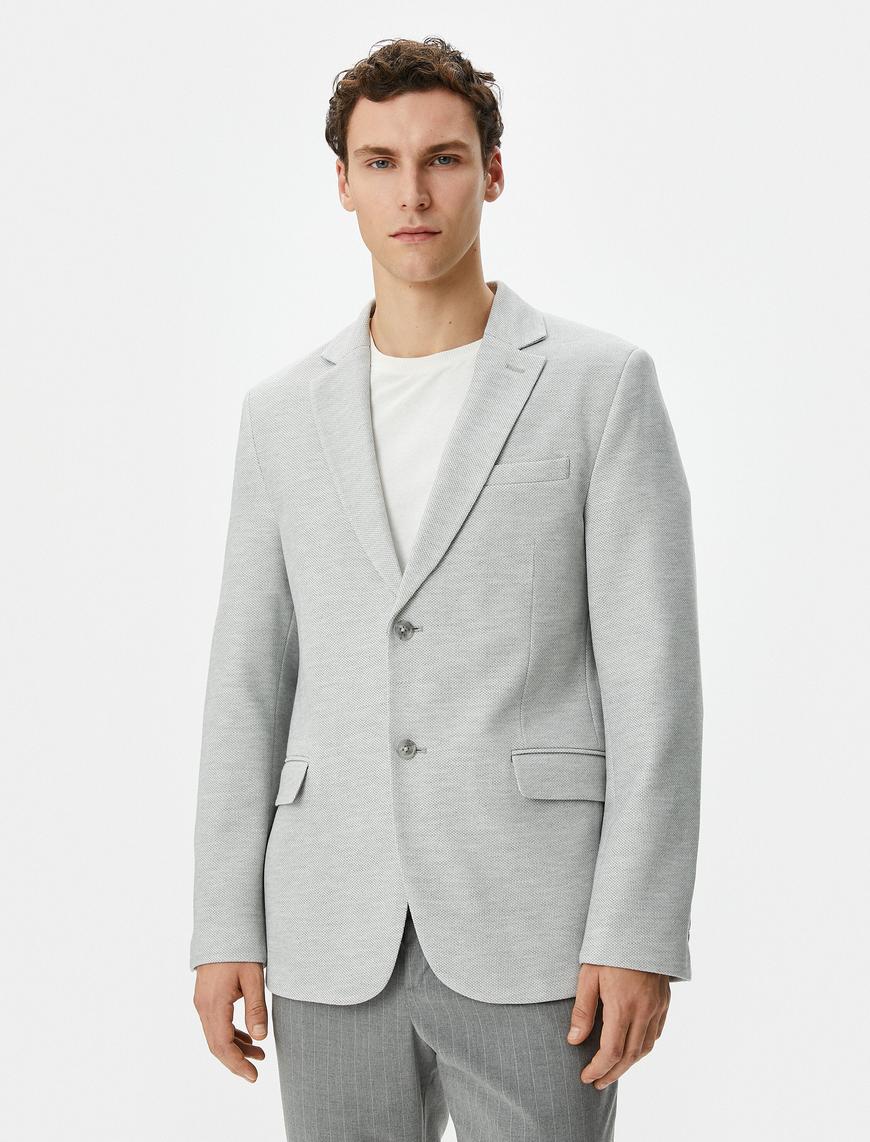   Blazer Ceket Slim Fit Cep Detaylı Düğmeli