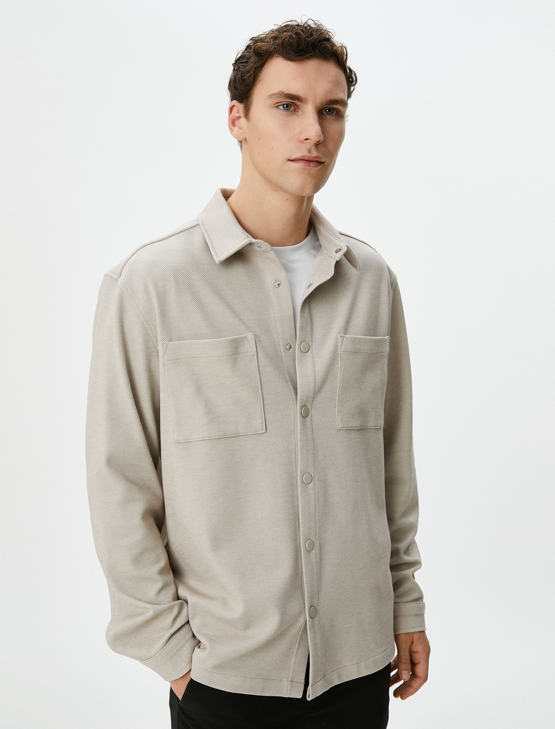   Spor Gömlek Cep Detaylı Klasik Yaka Çıtçıt Düğmeli