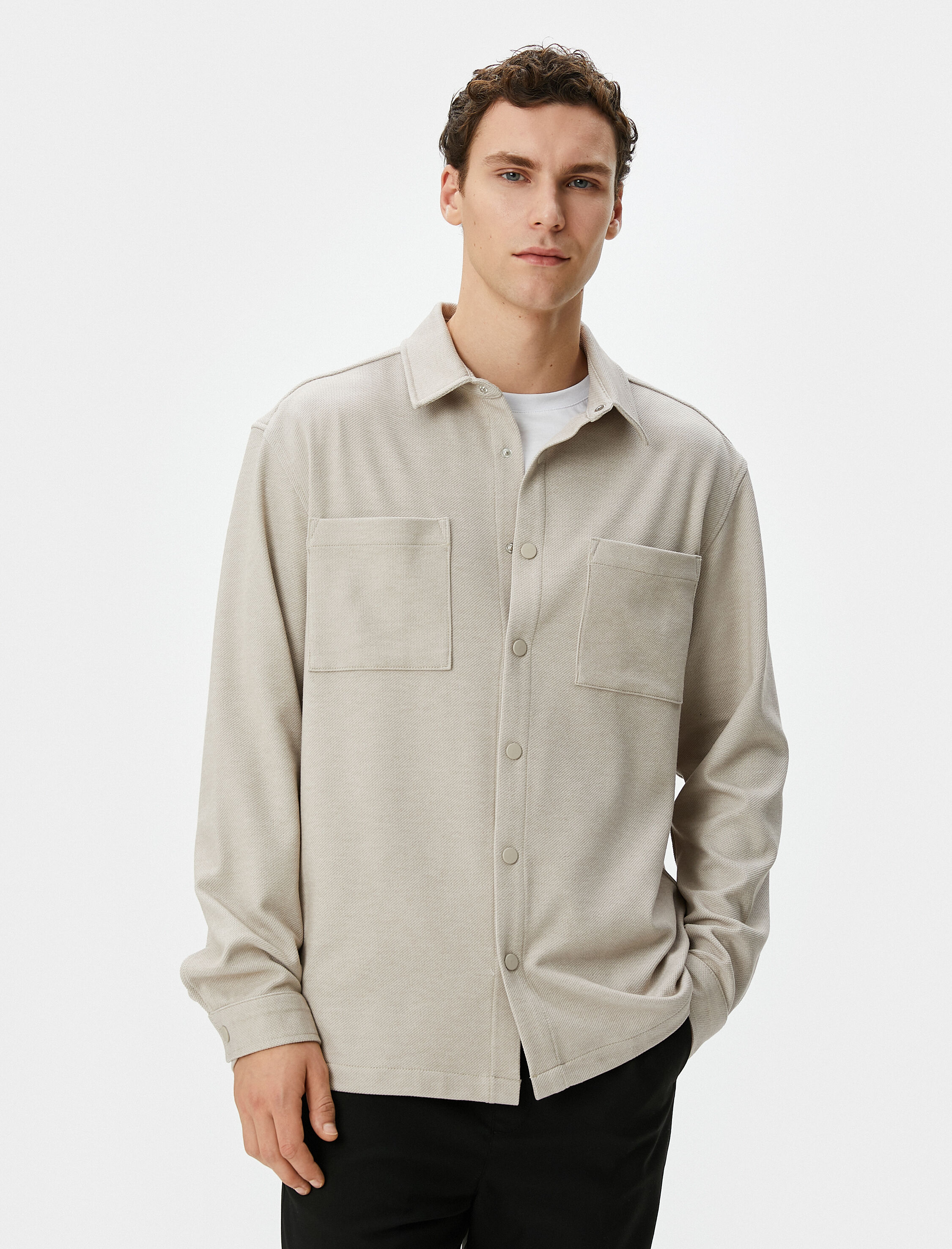   Spor Gömlek Cep Detaylı Klasik Yaka Çıtçıt Düğmeli