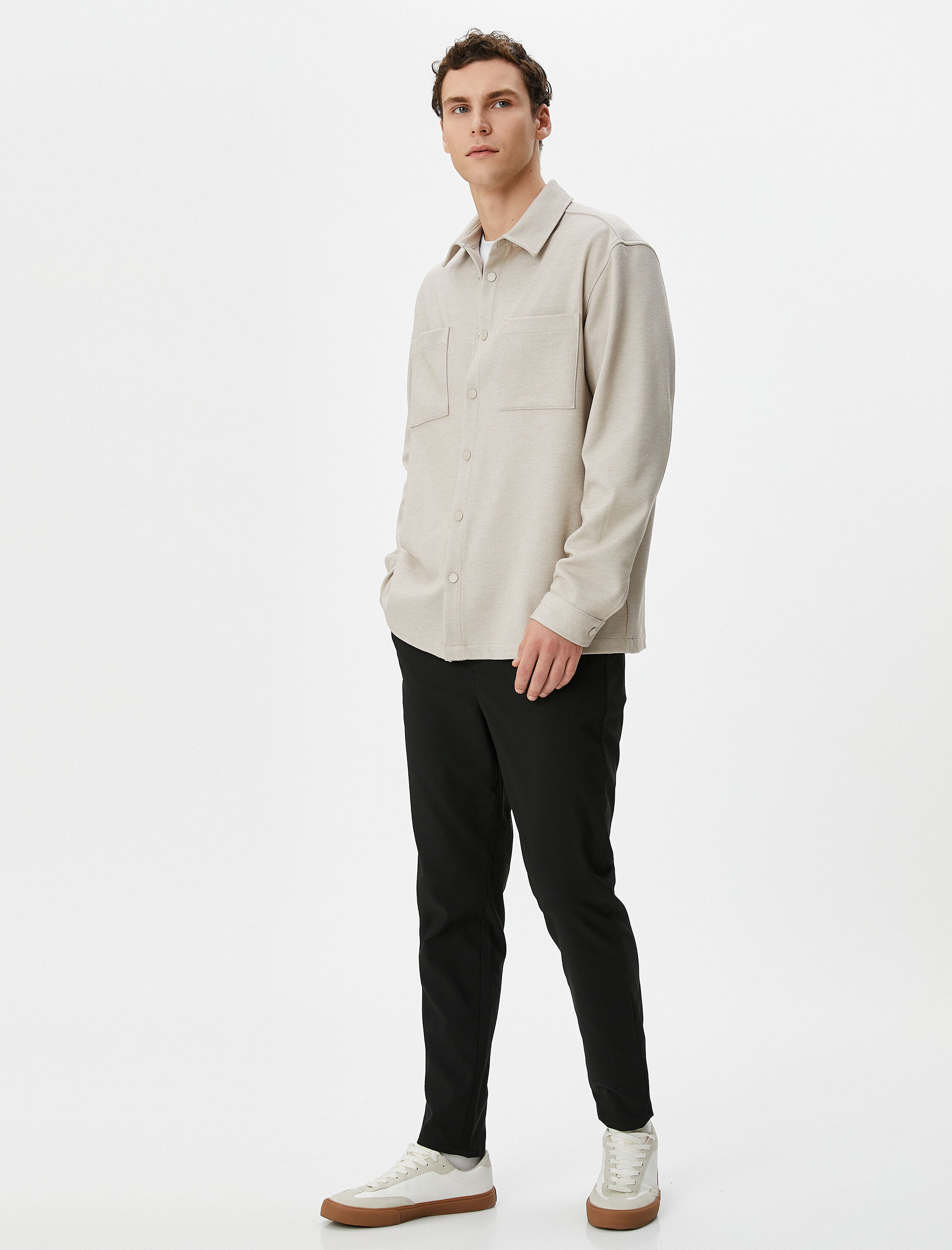   Spor Gömlek Cep Detaylı Klasik Yaka Çıtçıt Düğmeli