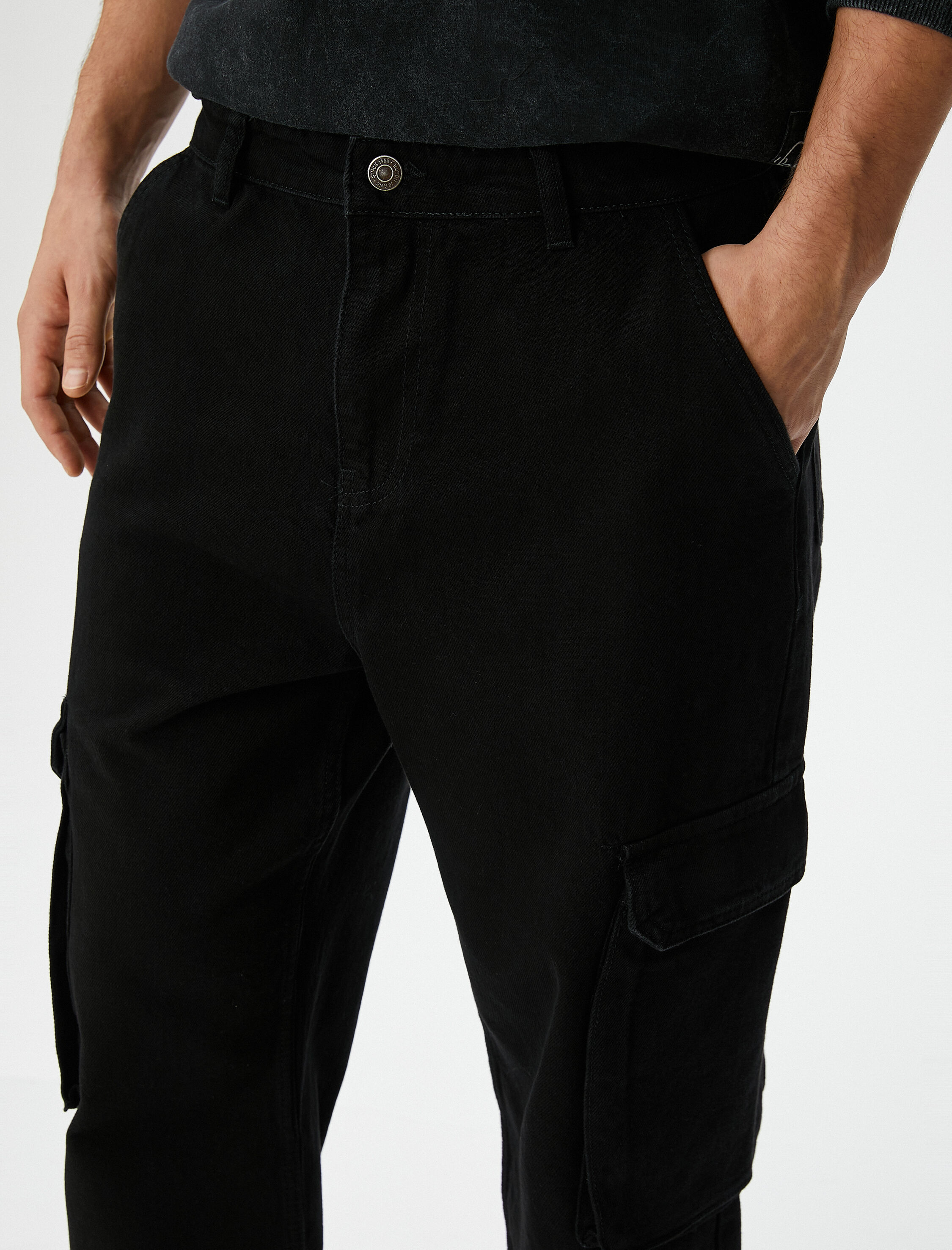 Kargo Cepli Pantolon Düğmeli Pamuklu