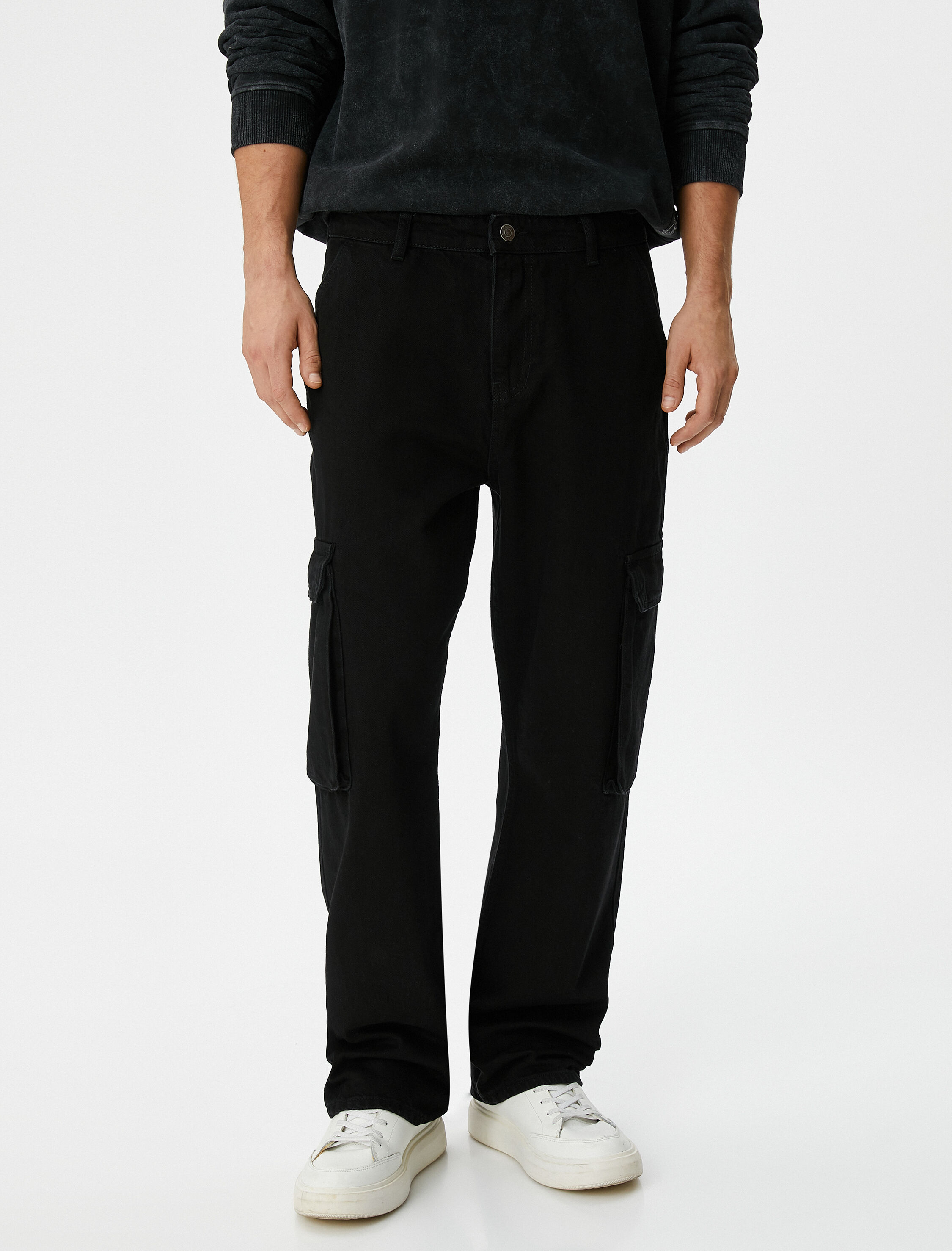 Kargo Cepli Pantolon Düğmeli Pamuklu