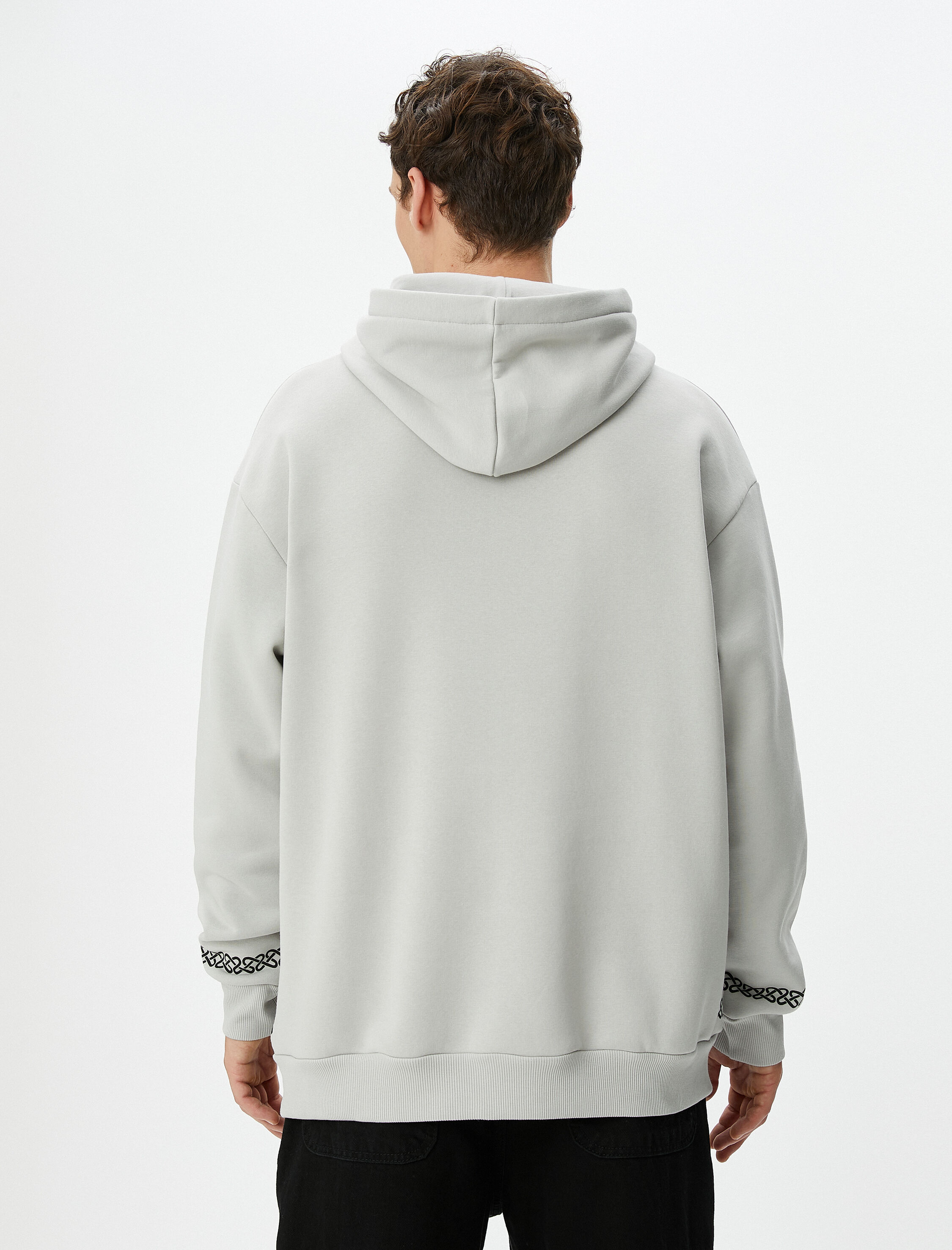 Uzakdoğu Baskılı Hoodie Rahat Kesim Sloganlı Şardonlu