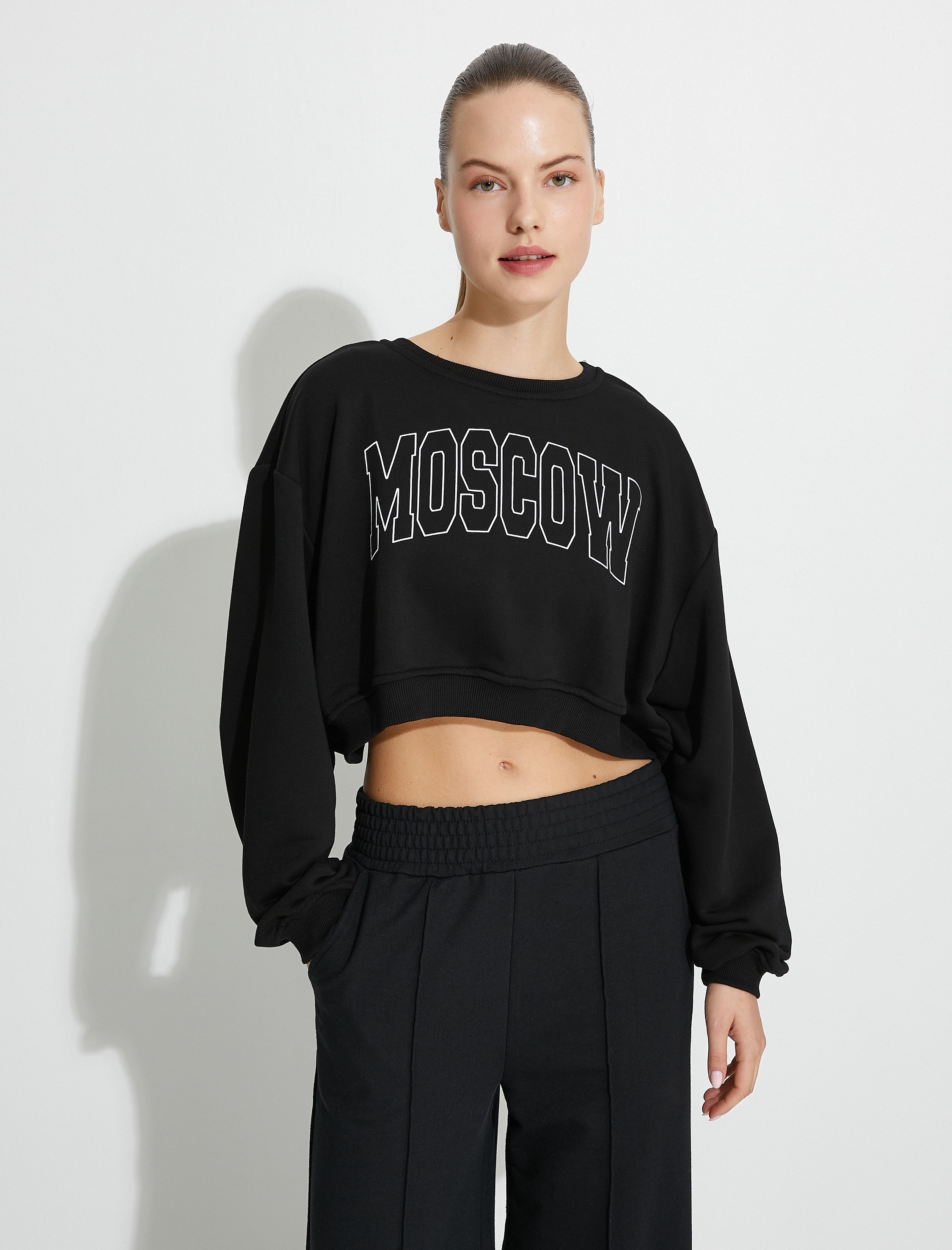   Crop Spor Sweat Baskılı Relax Fit