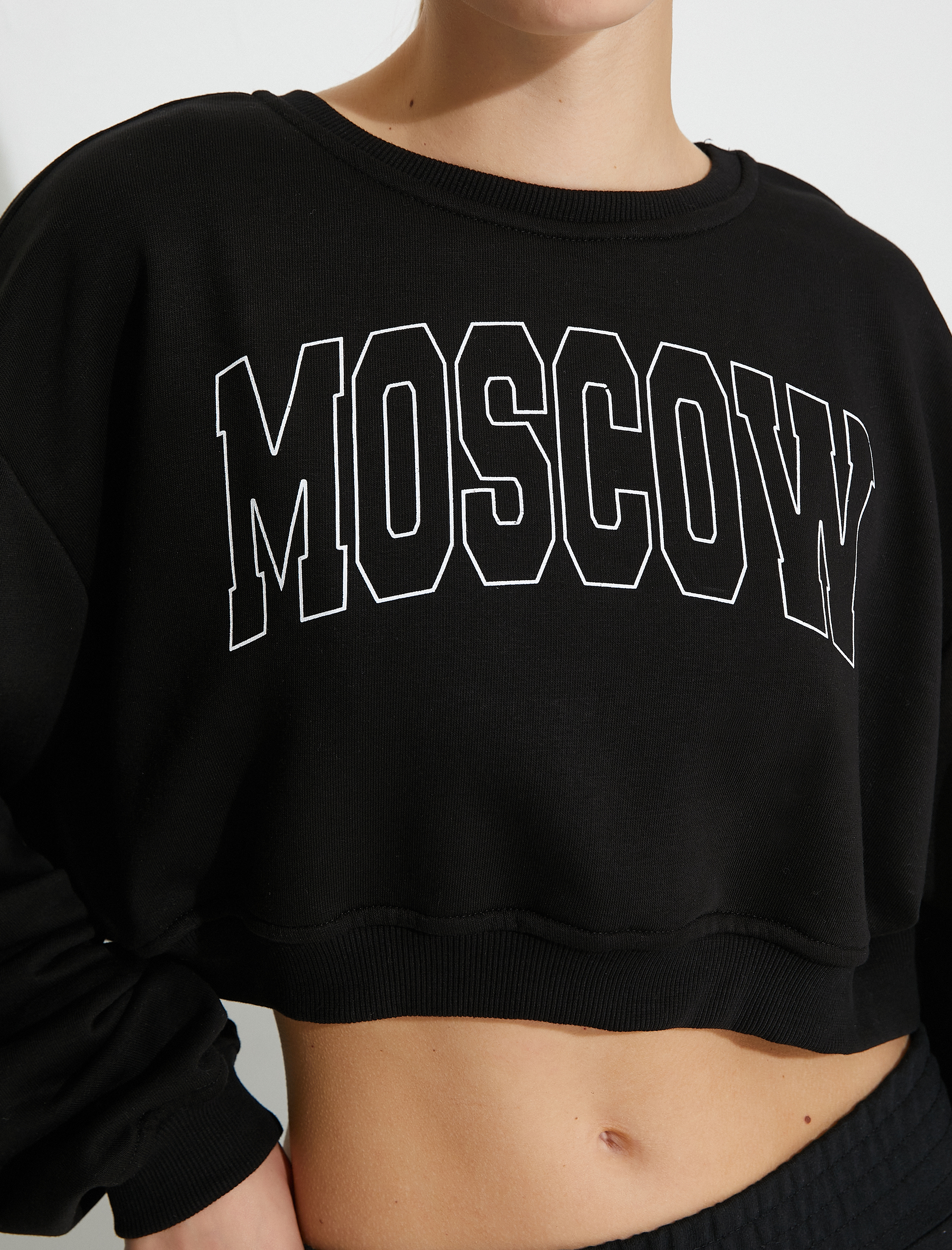   Crop Spor Sweat Baskılı Relax Fit