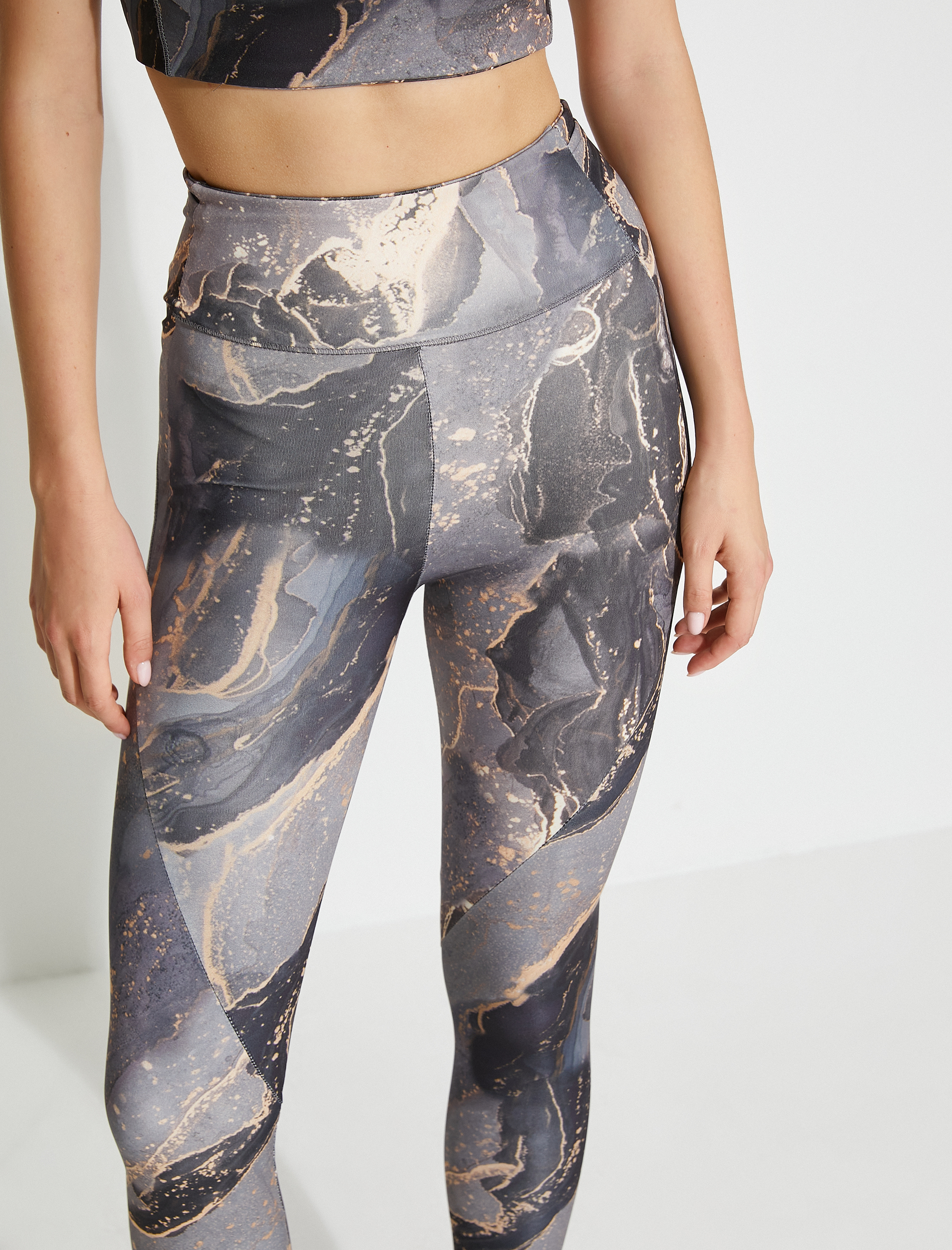   Soyut Desenli Spor Yoga Tayt Yüksek Bel