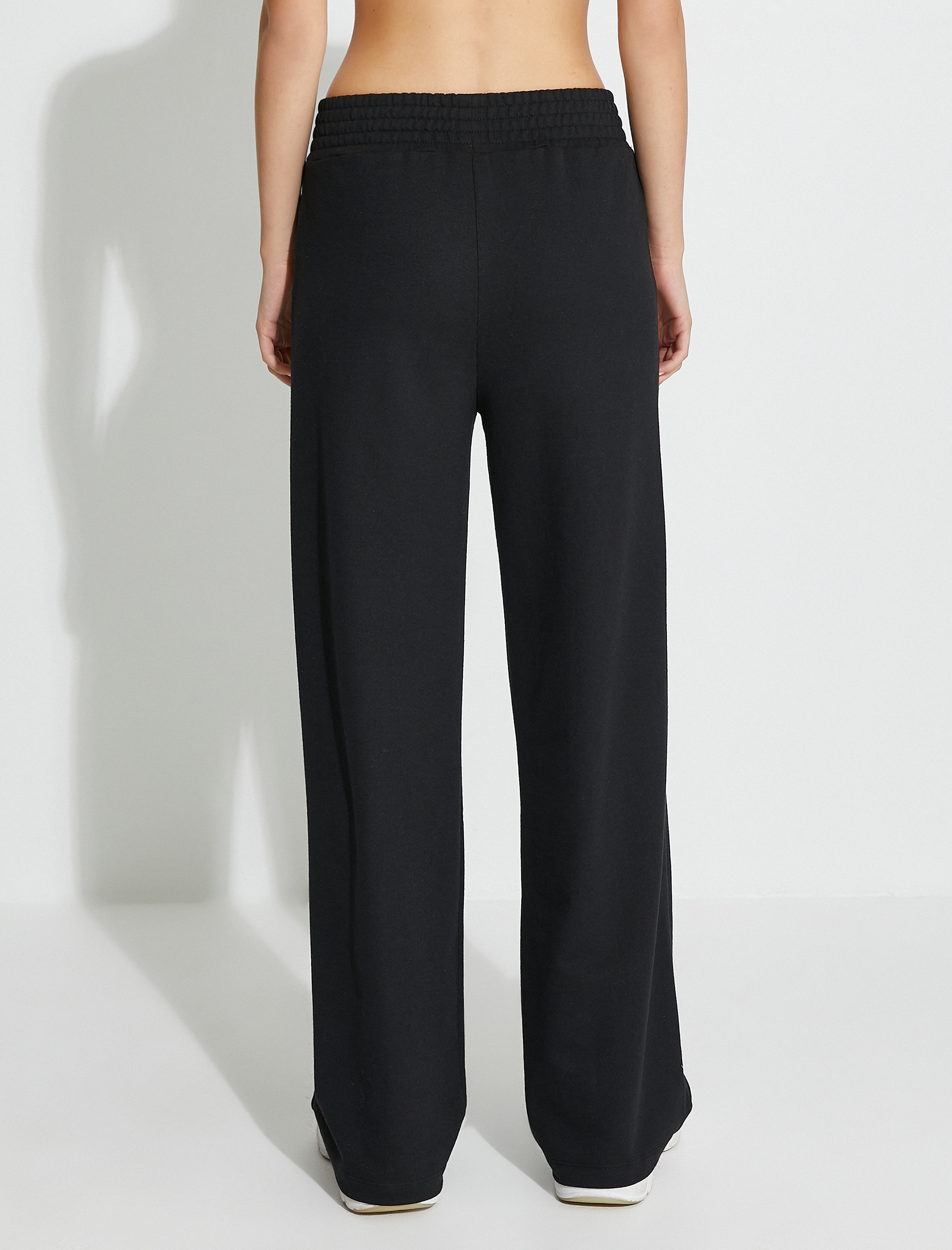   Bol Paça Eşofman Altı Yüksek Bel Nervürlü Cepli