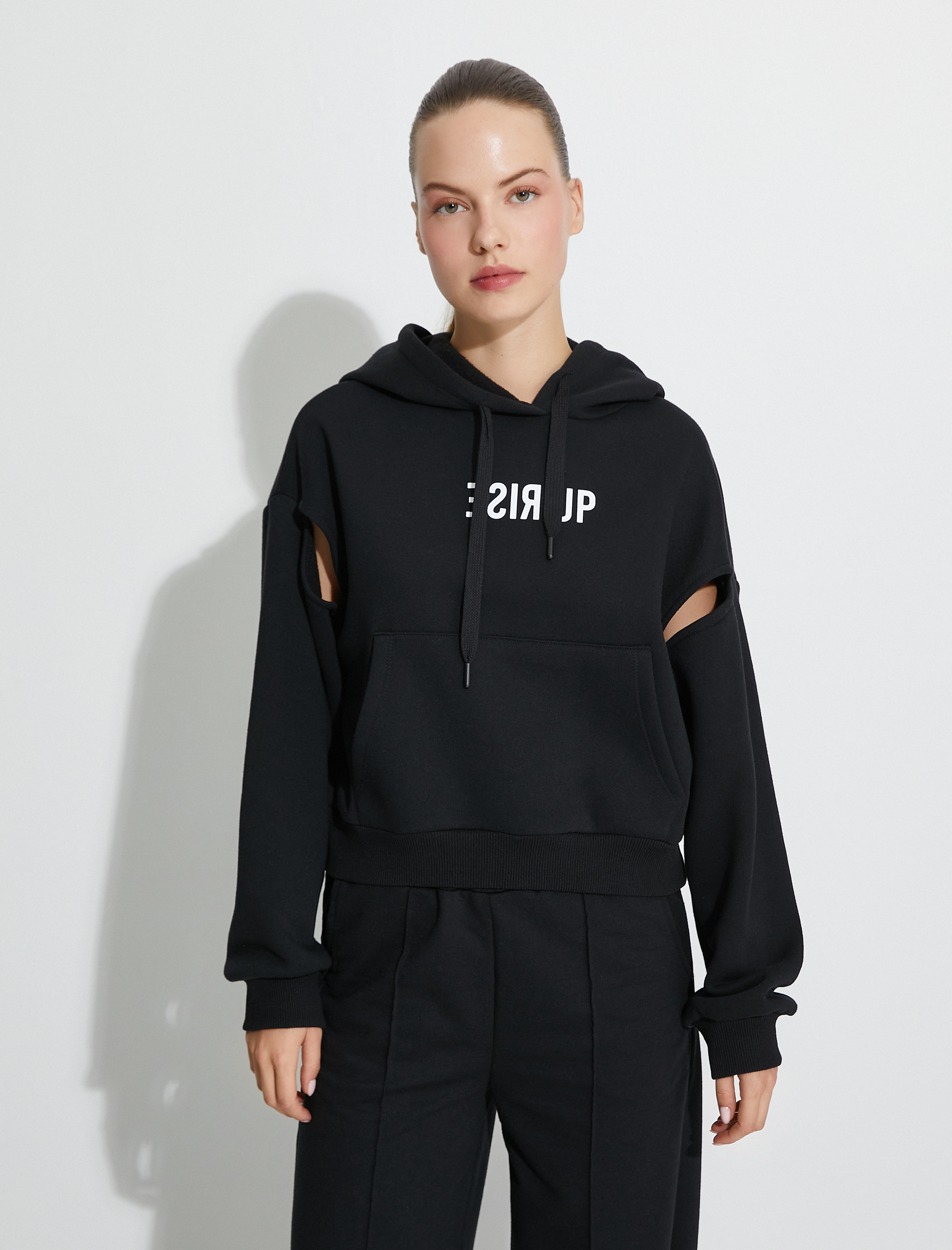   Oversize Kapşonlu Sweatshirt Ekstra Sıcak Yumuşak İç Yüzey Baskılı