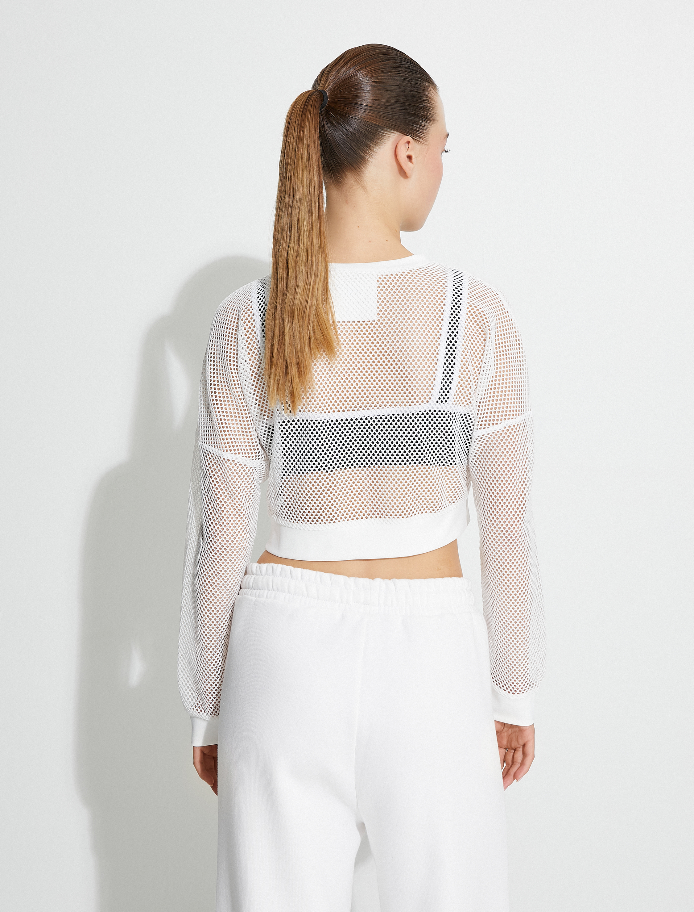   File Crop Tişört Uzun Kollu Bisiklet Yaka