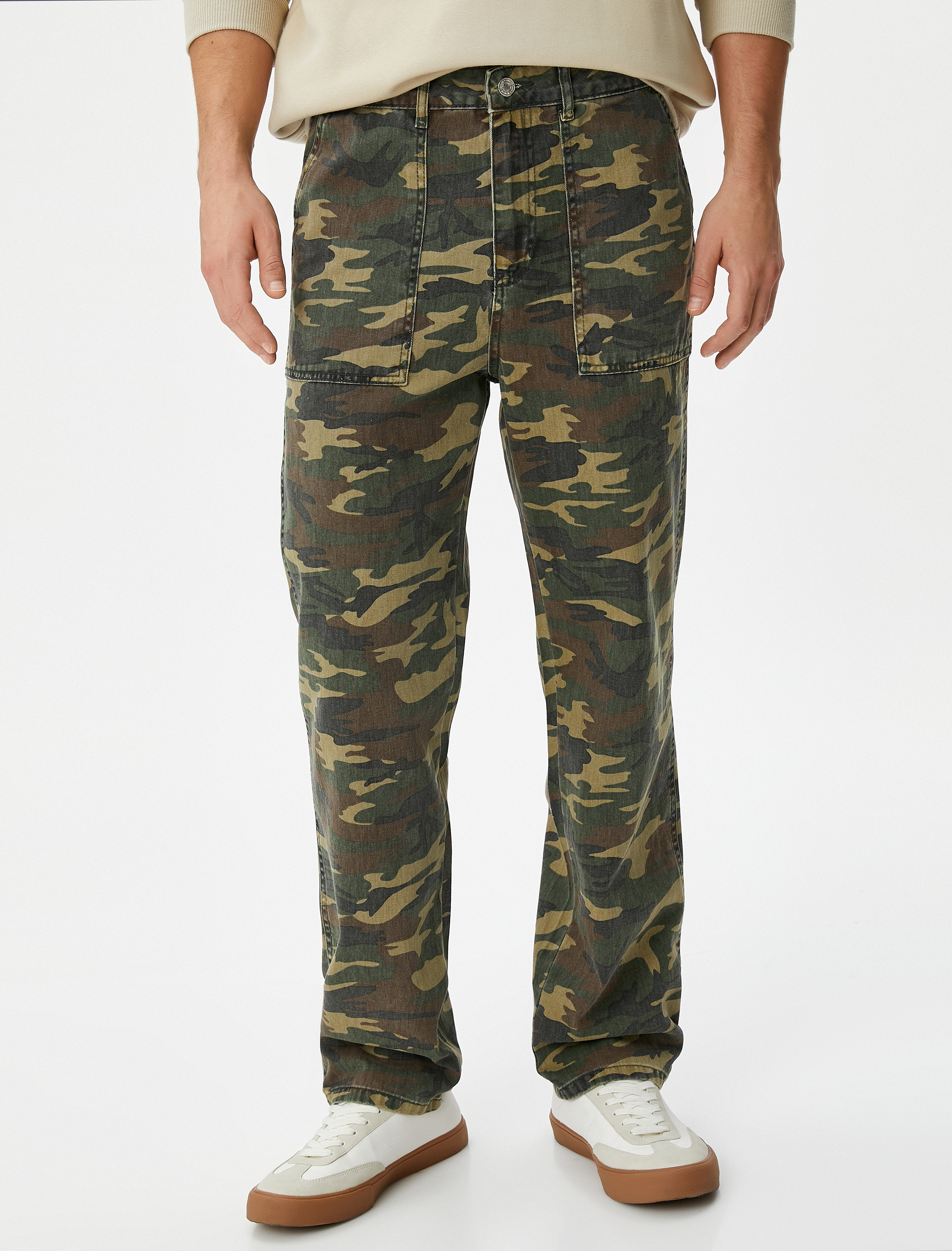   Kamuflaj Pantolon Cep Detaylı Düğmeli