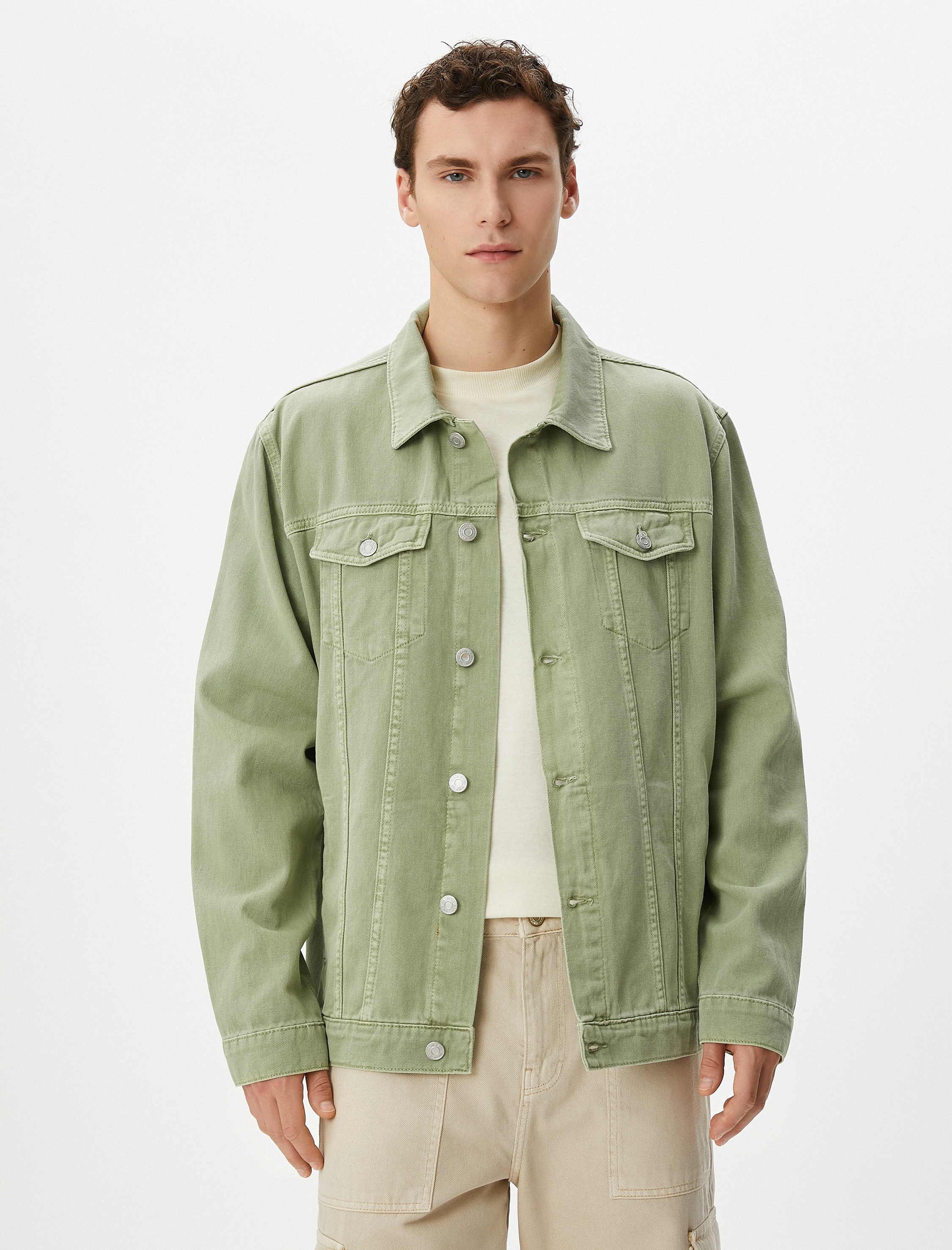   Kot Ceket Klasik Yaka Cep Detaylı Düğmeli