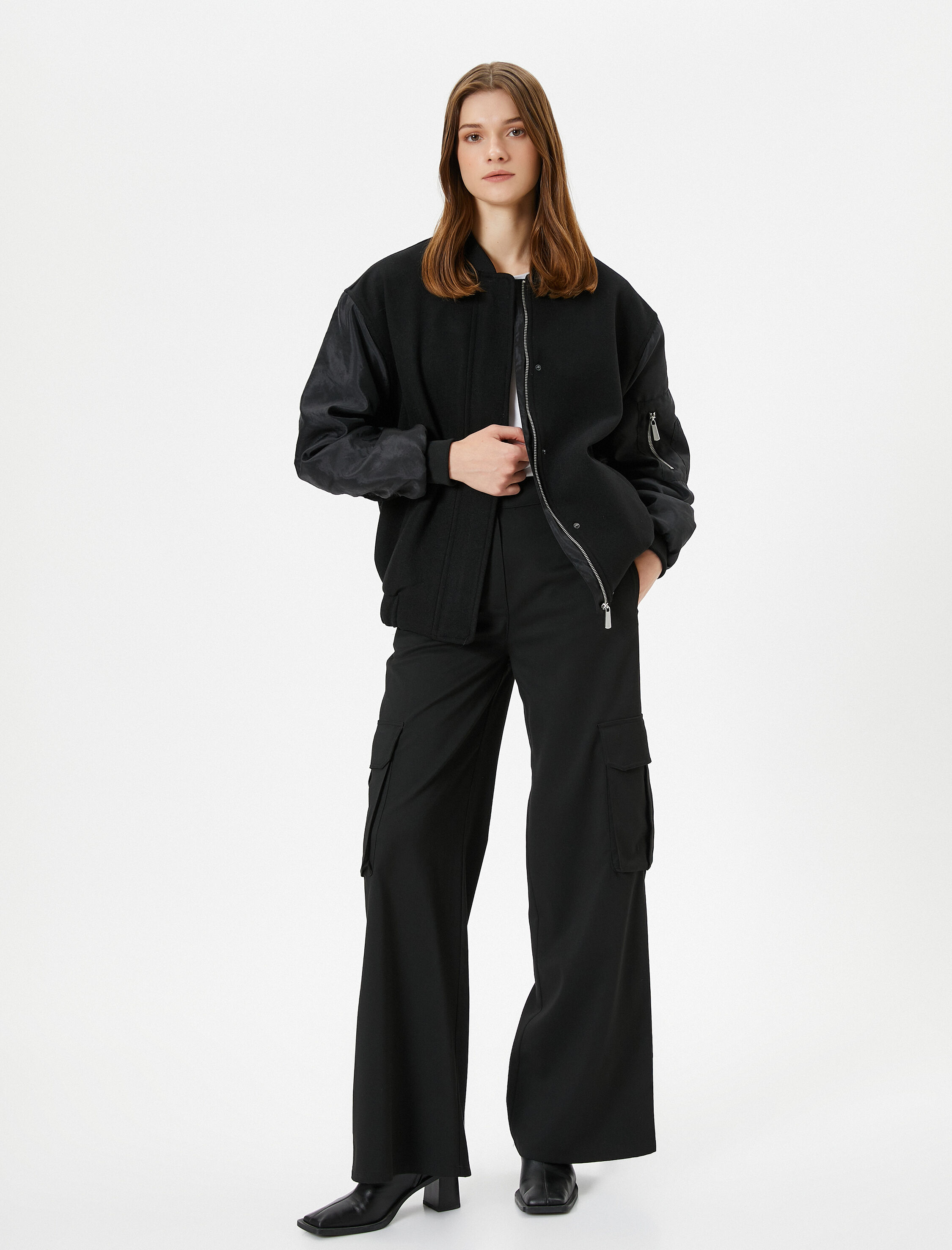   Bomber Ceket Cepli Fermuarlı Paraşüt Kumaşlı Çıtçıtlı