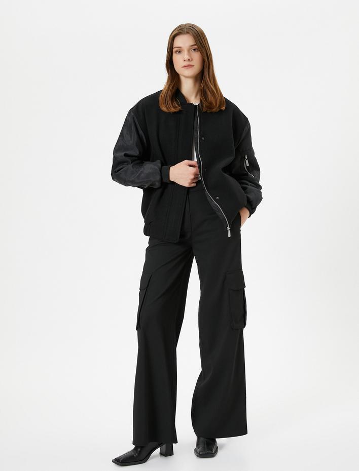  Bomber Ceket Cepli Fermuarlı Paraşüt Kumaşlı Çıtçıtlı