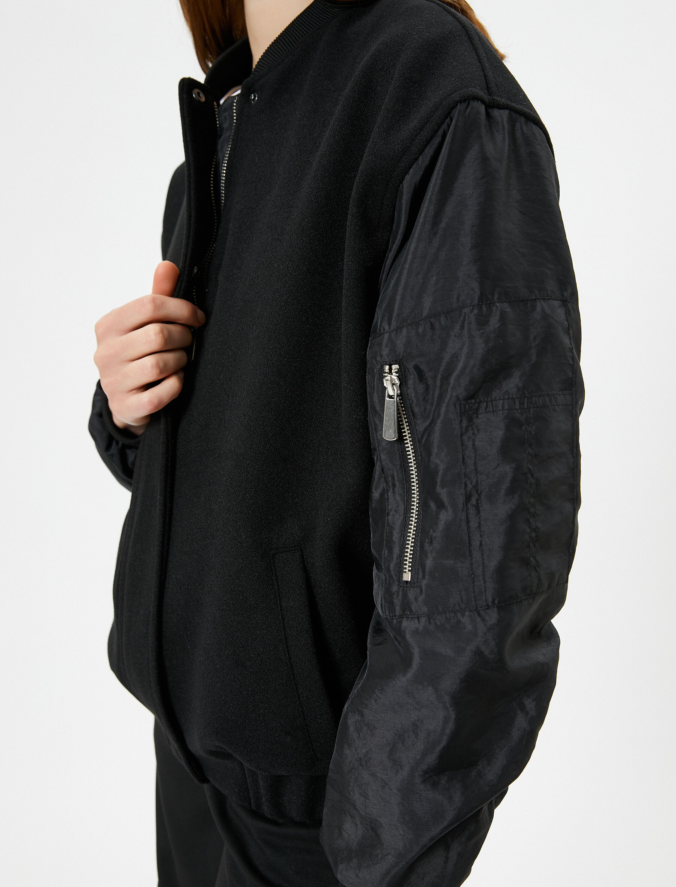   Bomber Ceket Cepli Fermuarlı Paraşüt Kumaşlı Çıtçıtlı