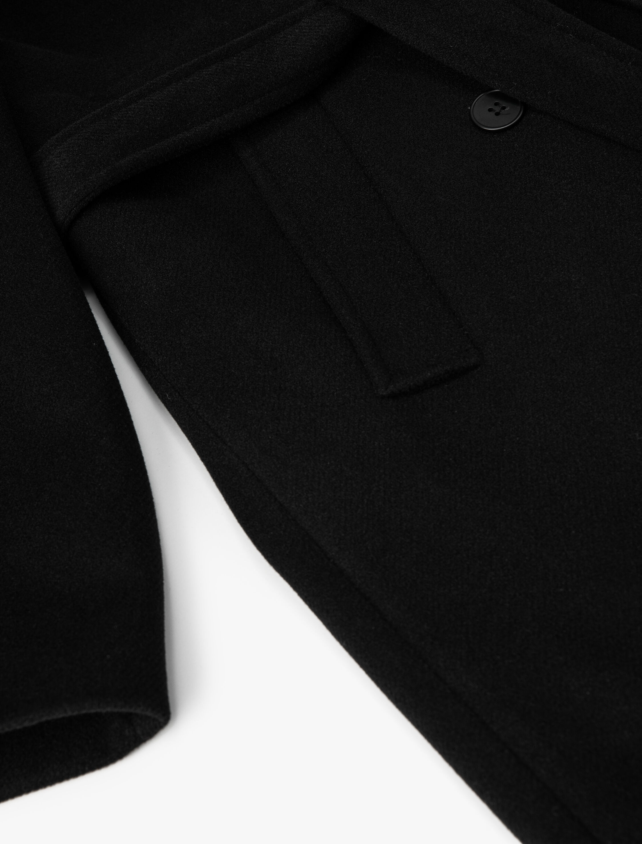   Uzun Kaşe Kaban Kruvaze Düğmeli Cepli Kuşaklı