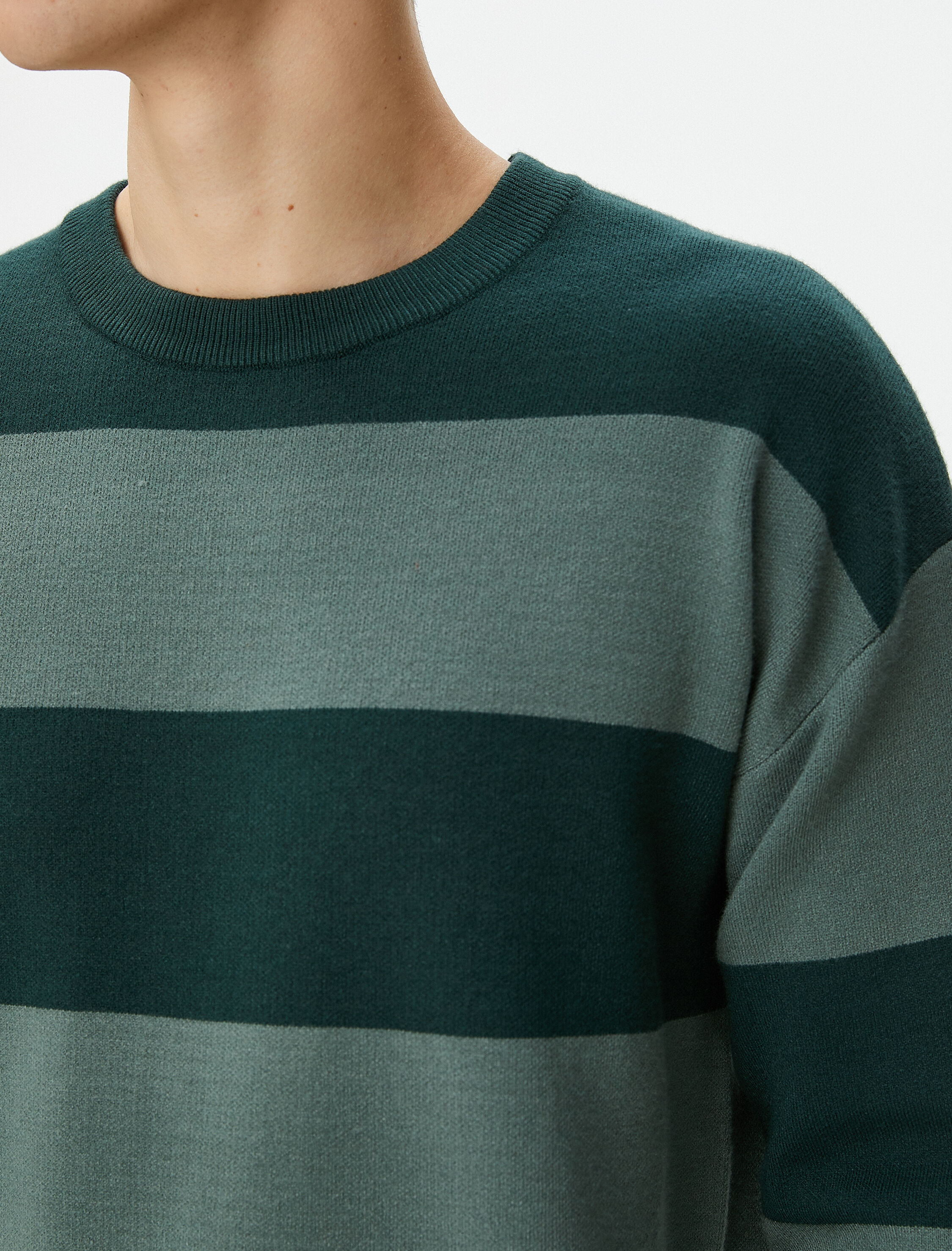   Triko Kazak Bisiklet Yaka Renk Bloklu Uzun Kollu