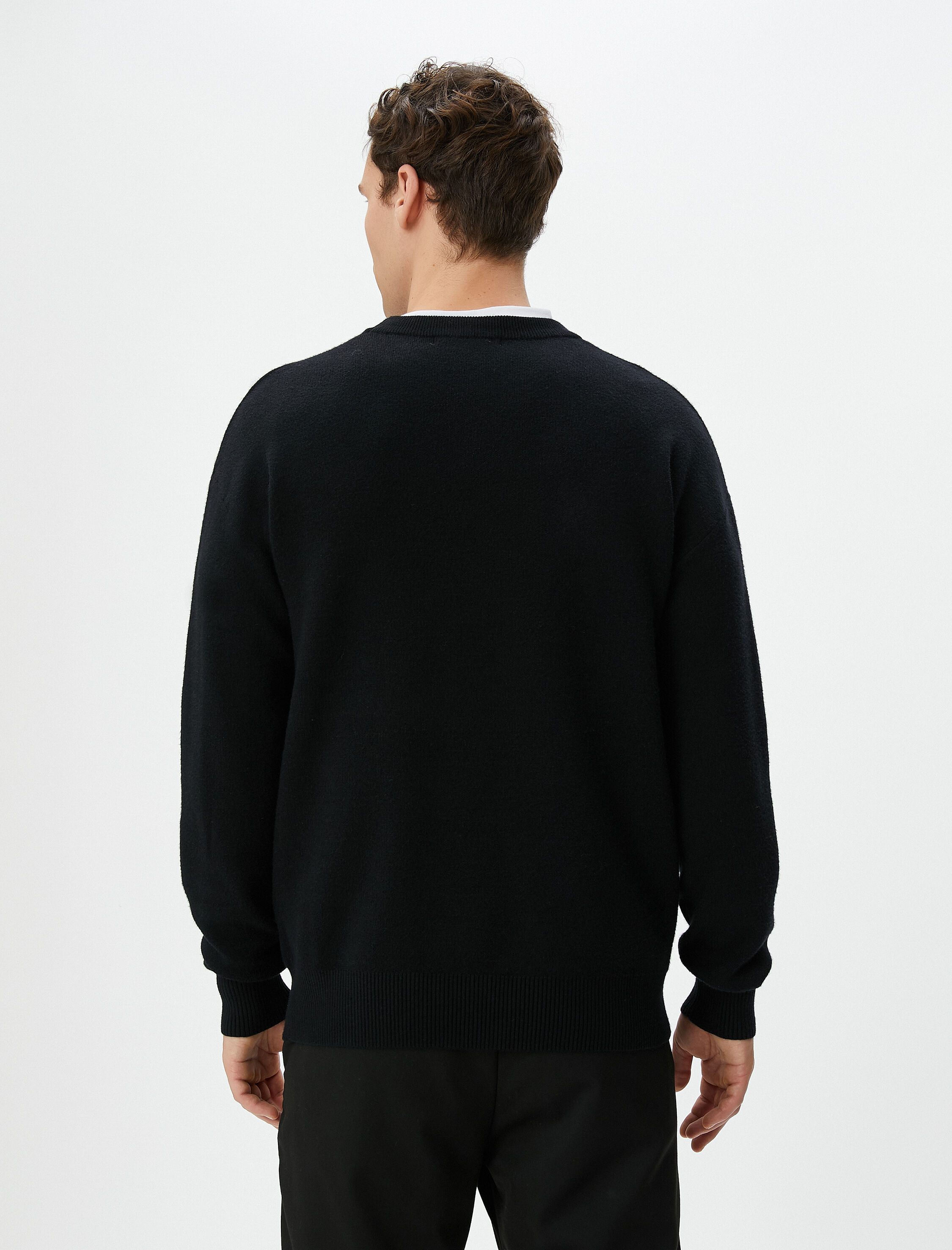   Basic Triko Kazak Bisiklet Yaka Yumuşak Dokulu Uzun Kollu