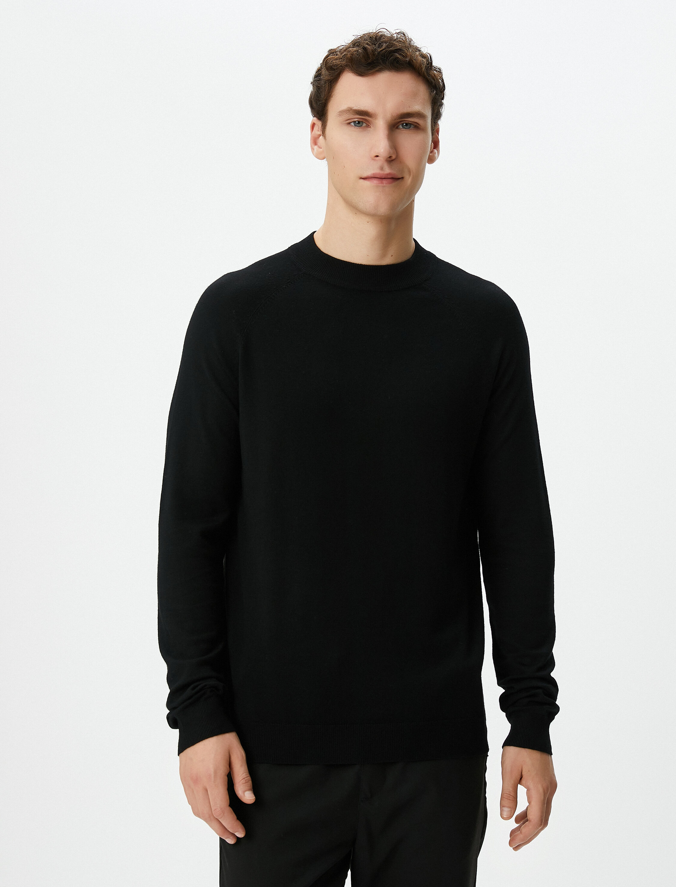   Basic Kazak Triko Dik Yaka Uzun Kollu