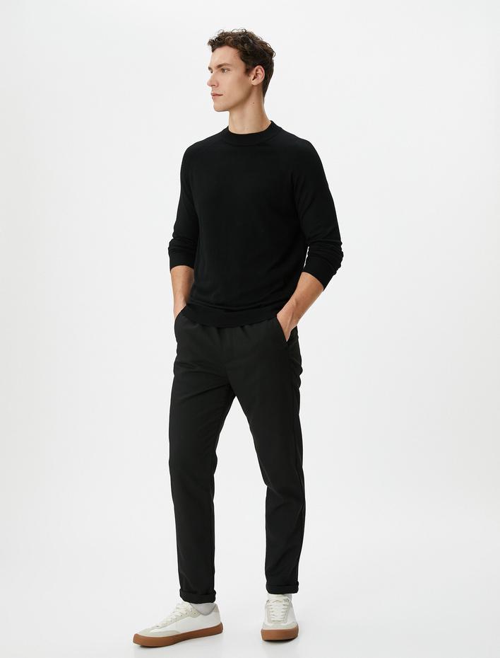  Basic Kazak Triko Dik Yaka Uzun Kollu