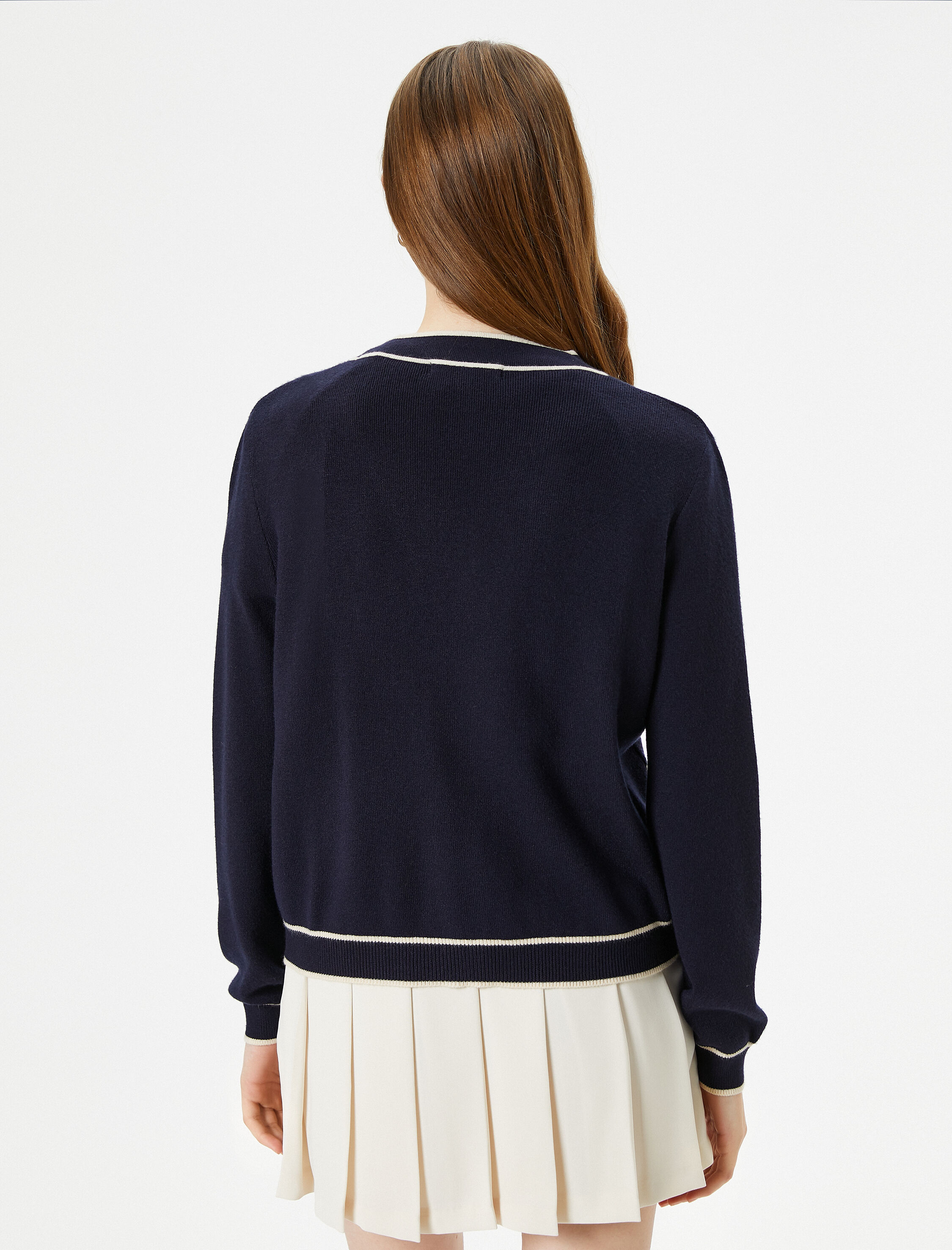   Triko Hırka Düğmeli Cepli V Yaka